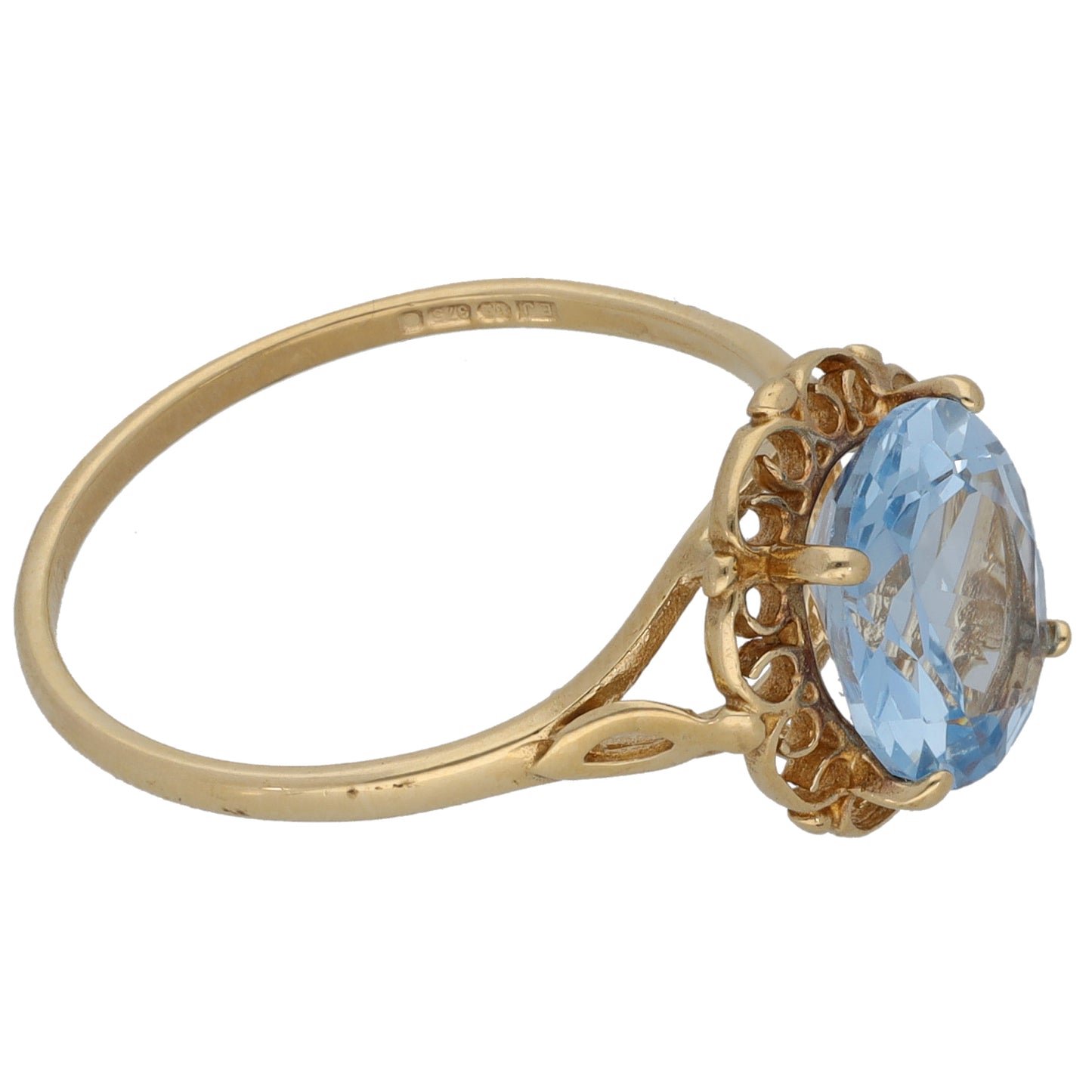 9ct Gold Imitation Gem Single Stone Ring Size Q