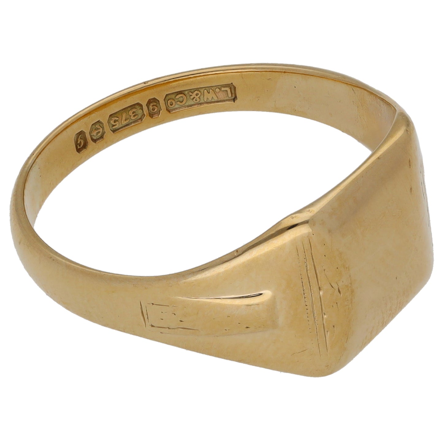 9ct Gold Patterned Signet Ring Size T