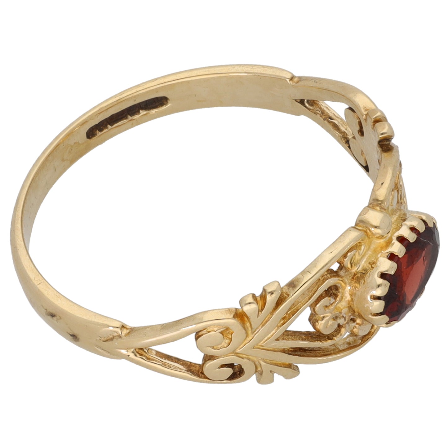 9ct Gold Garnet Single Stone Ring Size Q