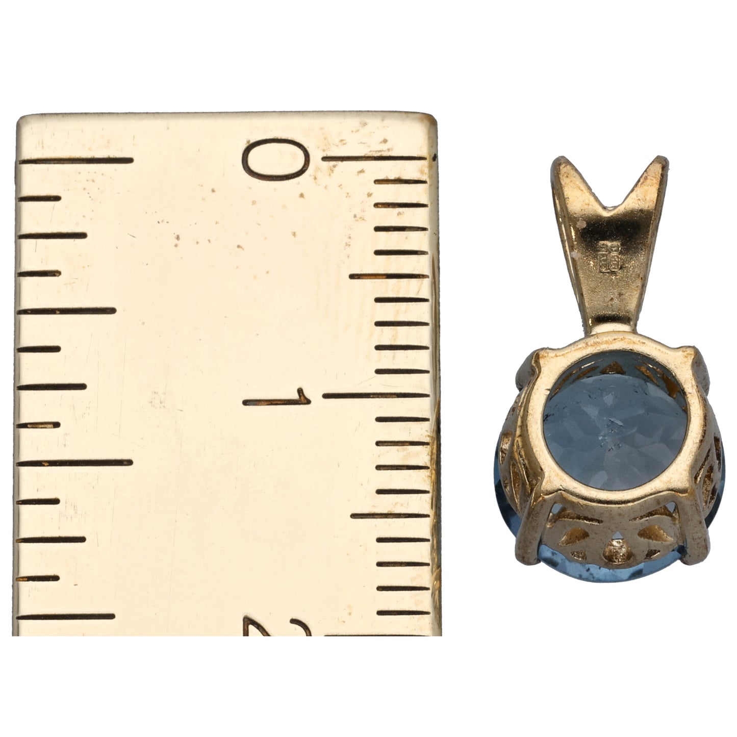 9ct Gold Topaz & 0.02ct Diamond Dress/Cocktail Pendant