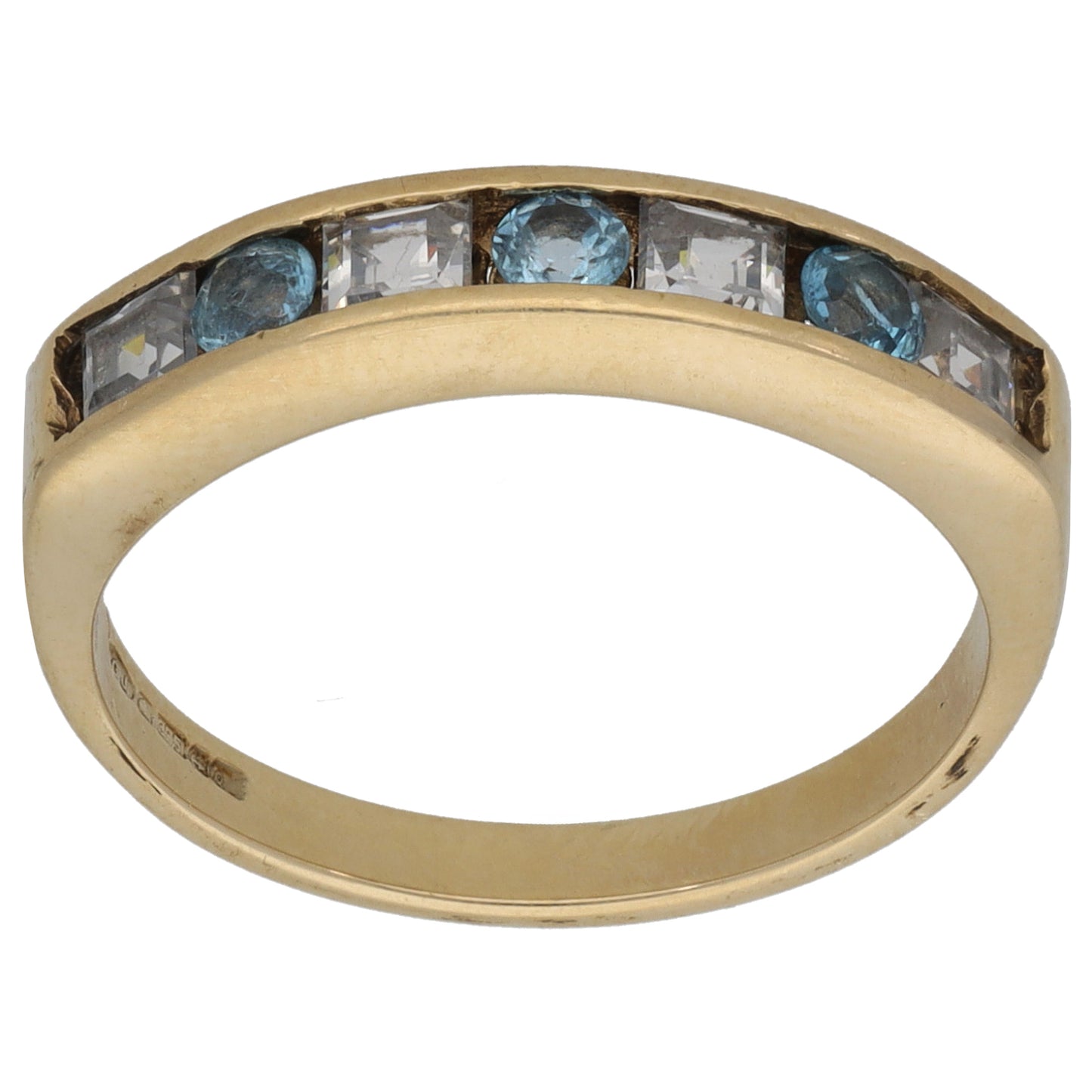 9ct Gold Topaz & Imitation Half Eternity Ring Size N