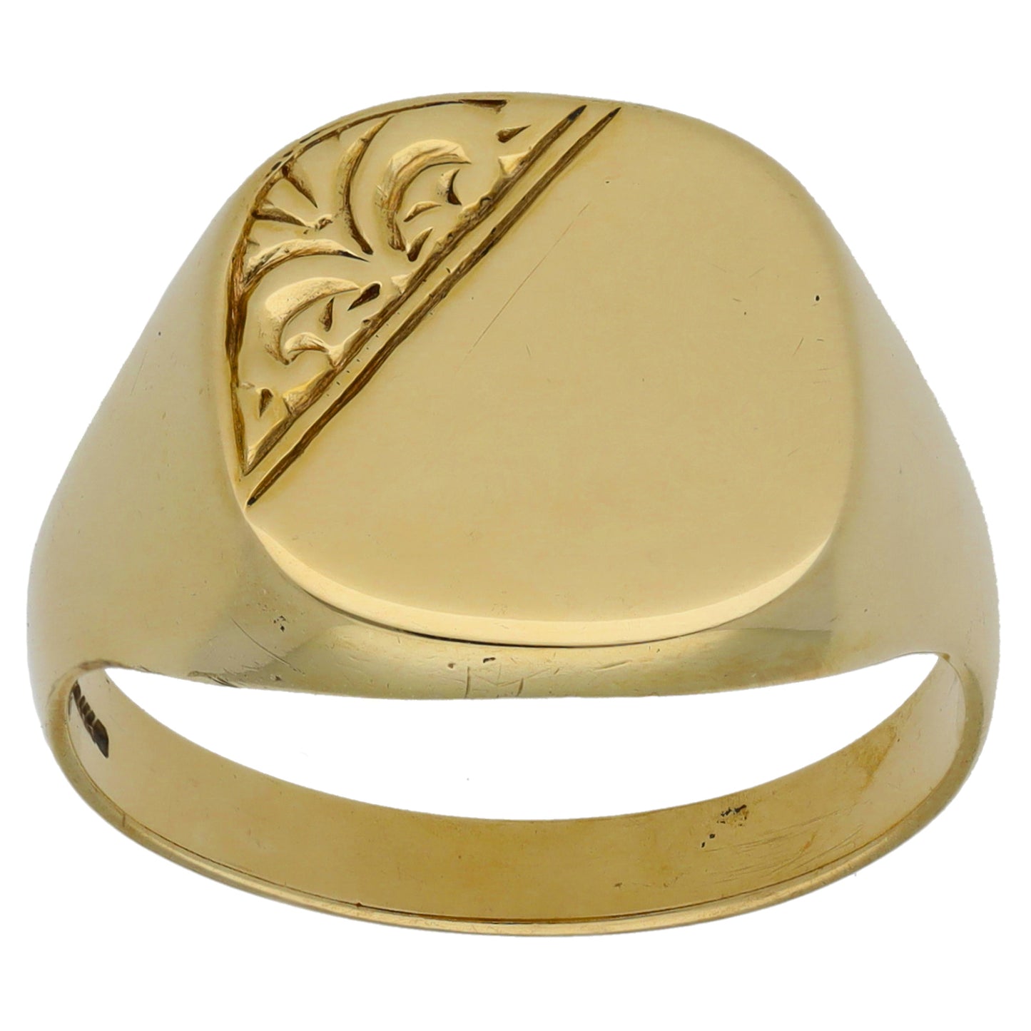 9ct Gold Patterned Signet Ring Size U
