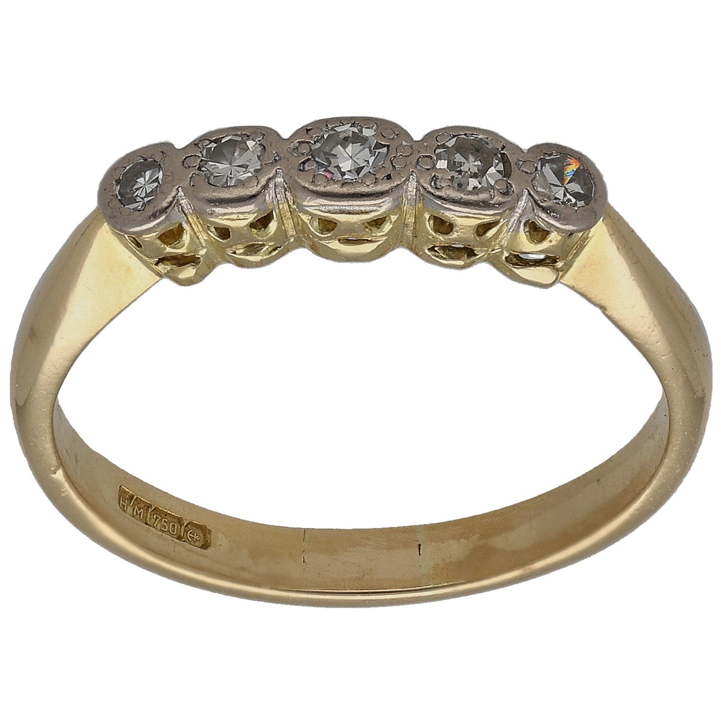 18ct Gold 0.135ct Diamond Half Eternity Ring Size N