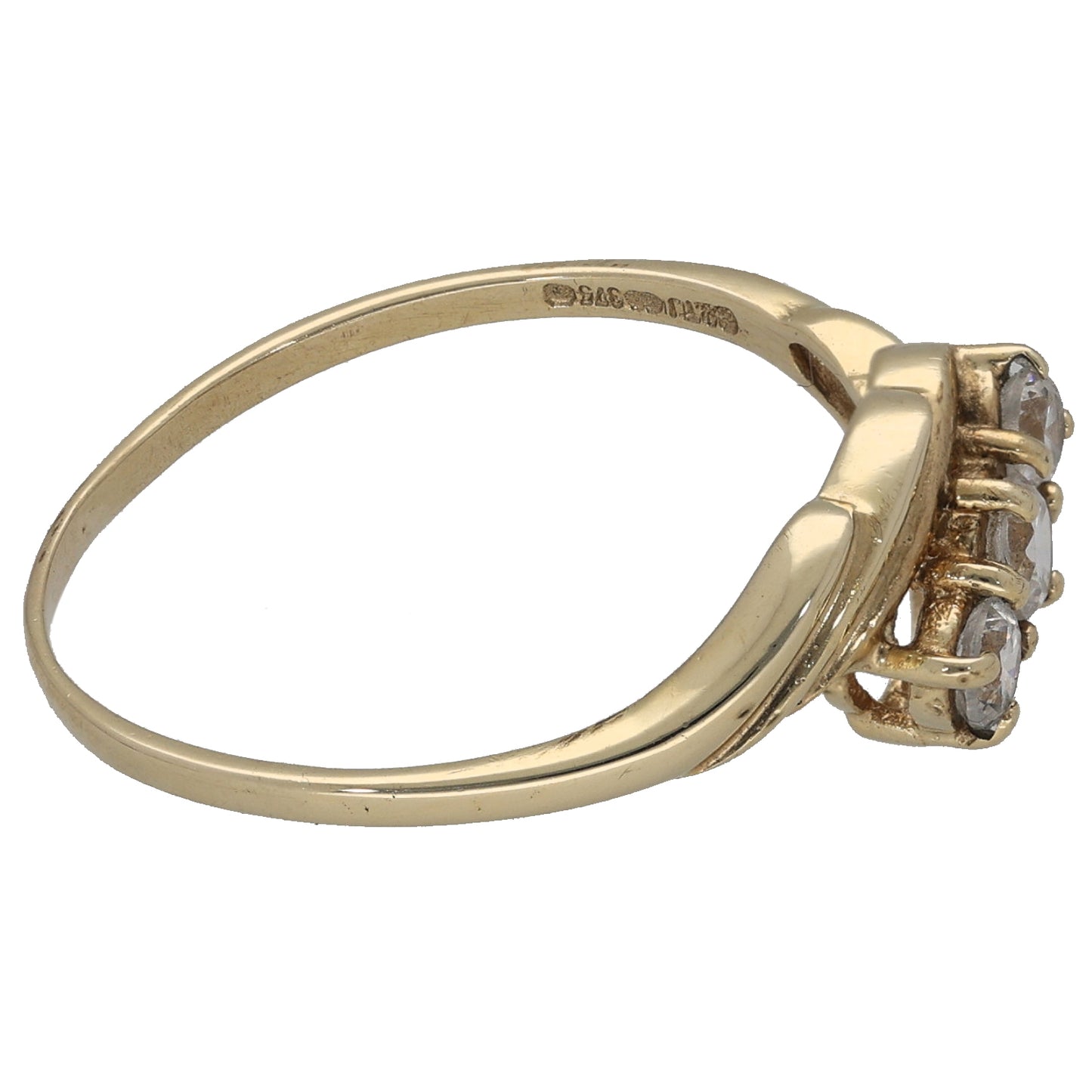 9ct Gold Cubic Zirconia Trilogy Ring Size Q