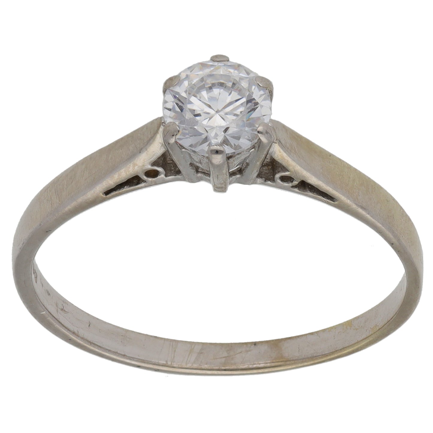 9ct White Gold Cubic Zirconia Single Stone Ring Size R