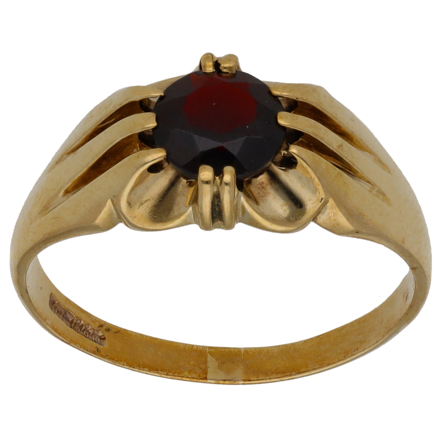 9ct Gold Garnet Single Stone Ring Size W
