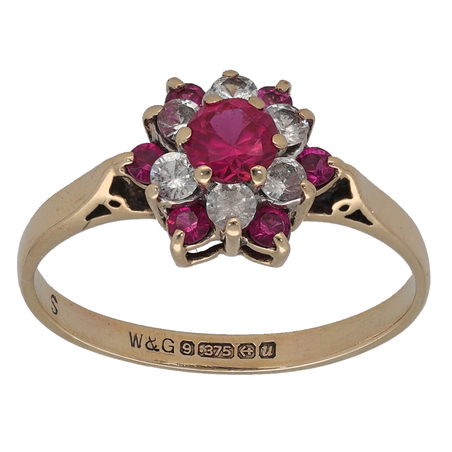 9ct Gold Imitation Gems Dress/Cocktail Ring Size O