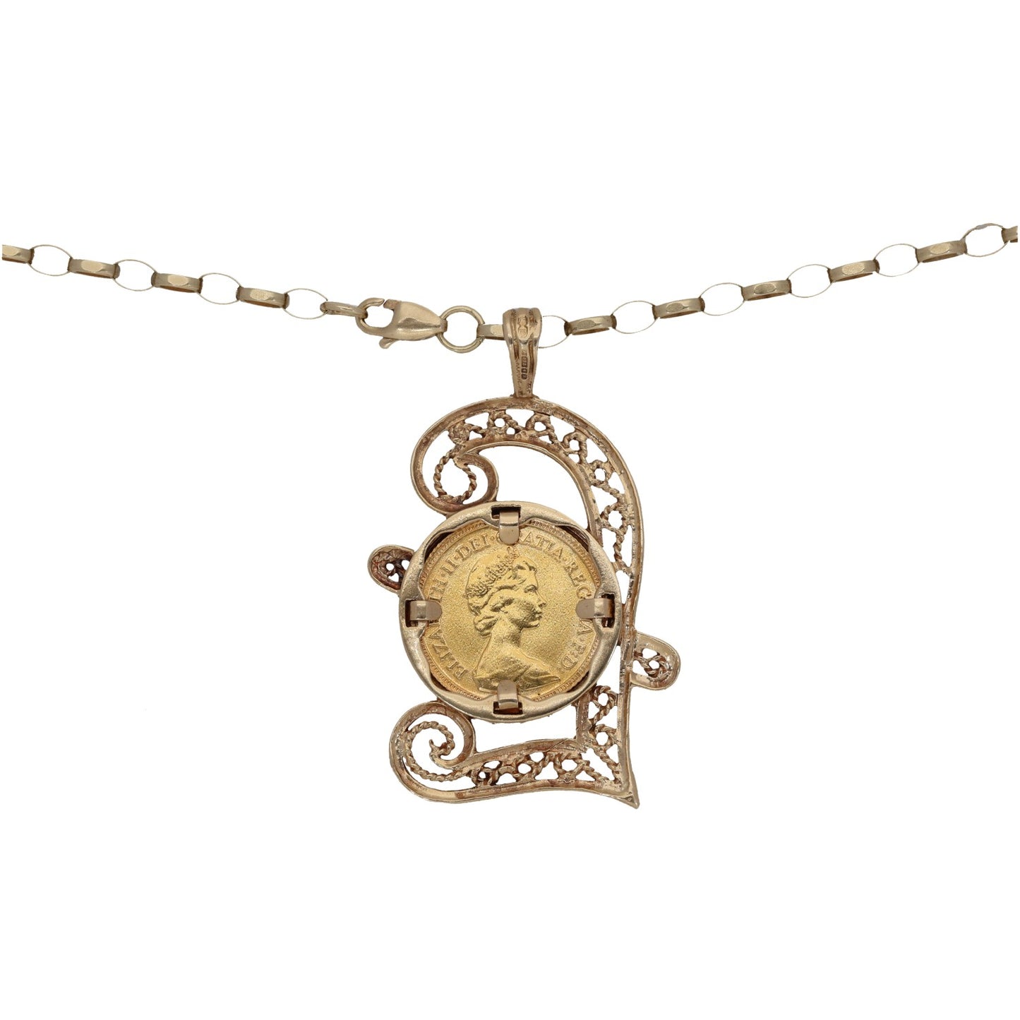 9ct Gold Half Sovereign Coin Pendant With Chain