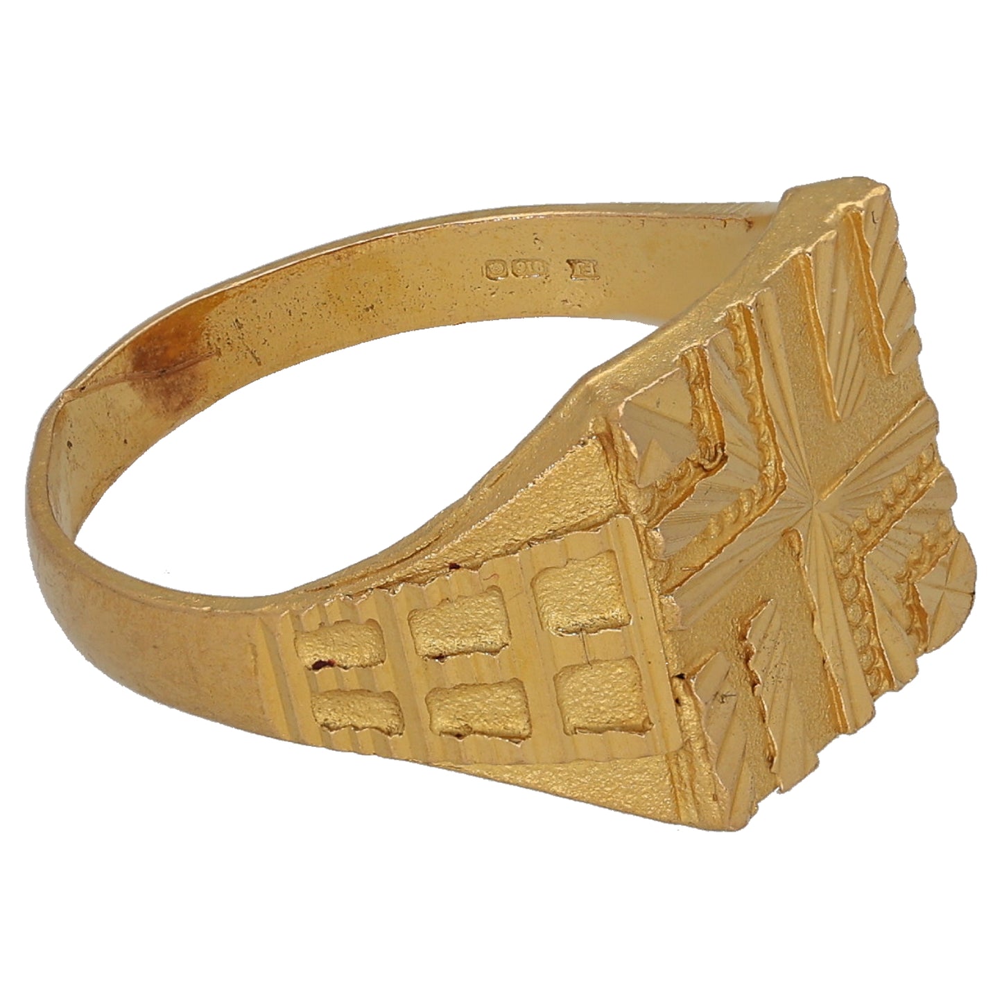 22ct Gold Patterned Signet Ring Size P