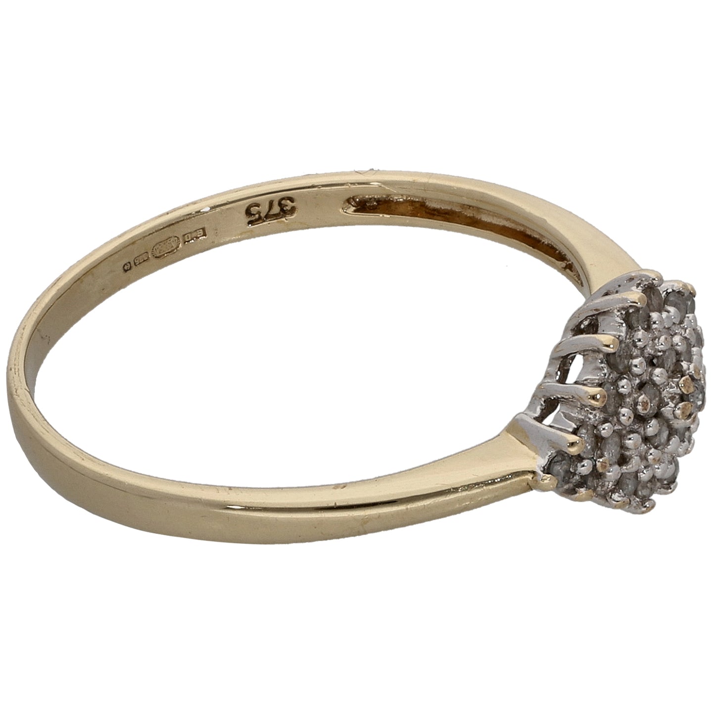 9ct Gold 0.15ct Diamond Cluster Ring Size O