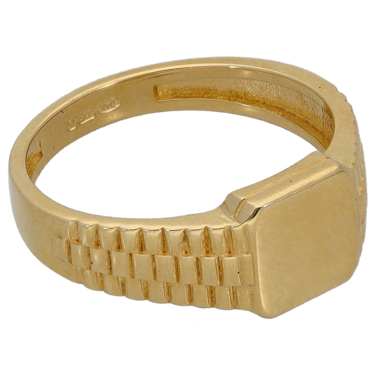 New 9ct Gold Kids Patterned Signet Ring Size G-I