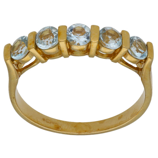 9ct Gold Topaz Half Eternity Ring Size P