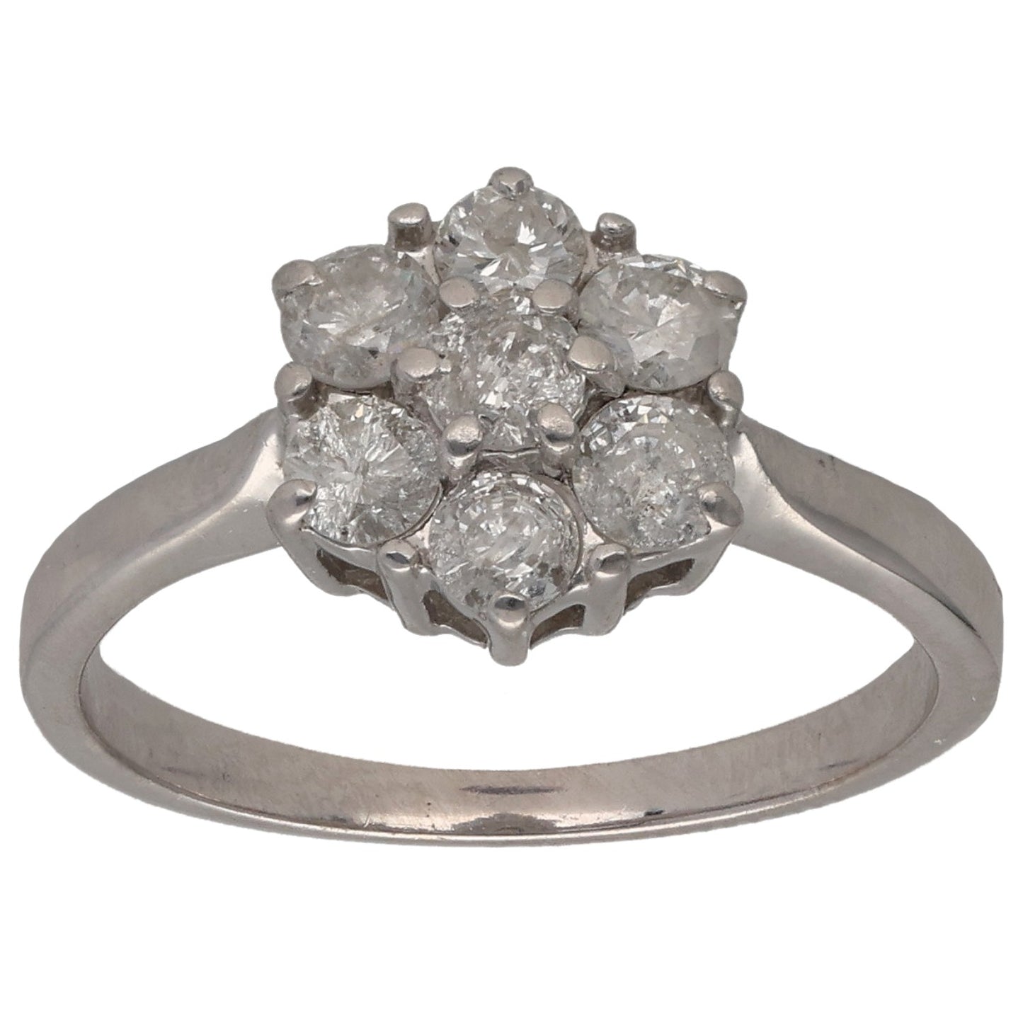 9ct White Gold 0.70ct Diamond Cluster Ring Size M