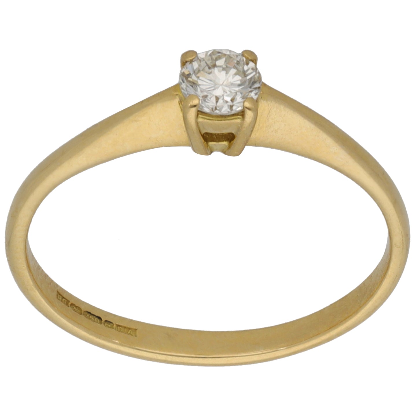 18ct Gold 0.25ct Diamond Solitaire Ring Size O