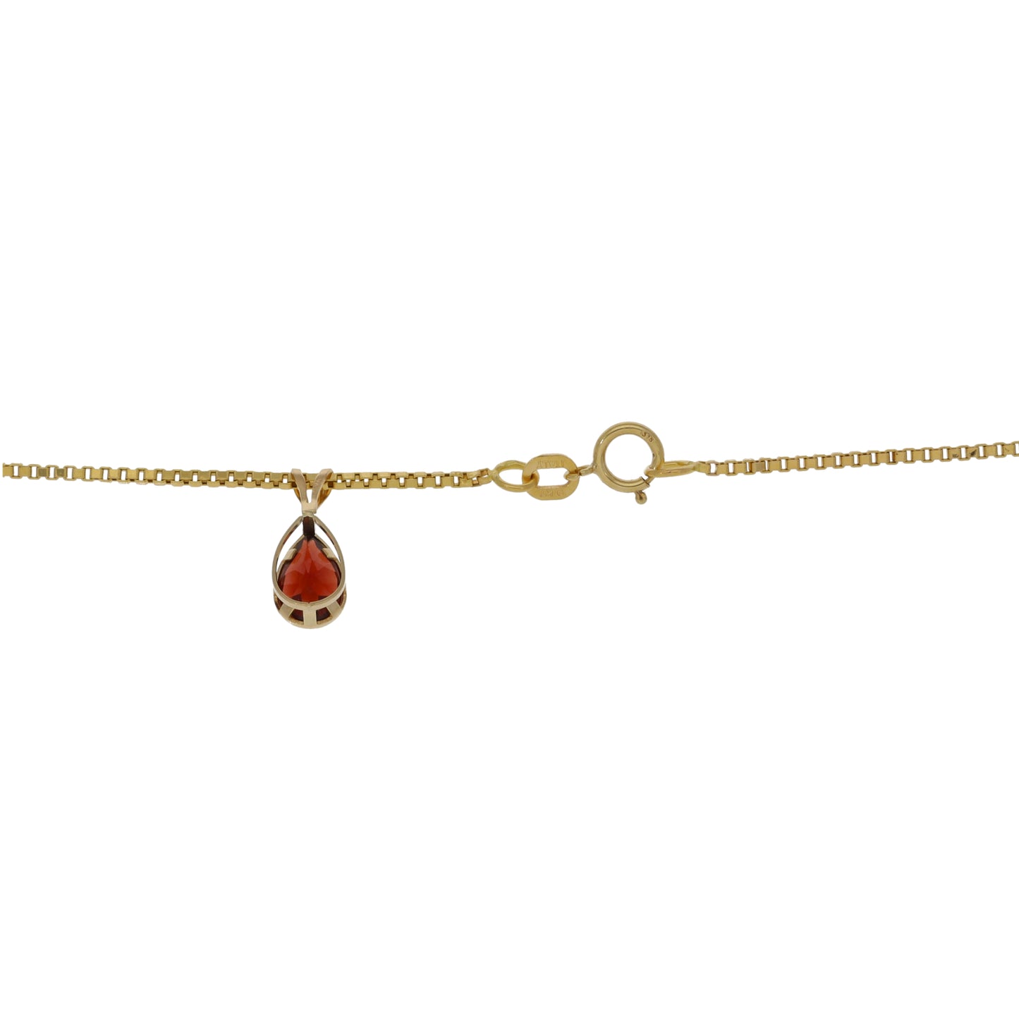9ct Gold Garnet Single Stone Pendant With Chain