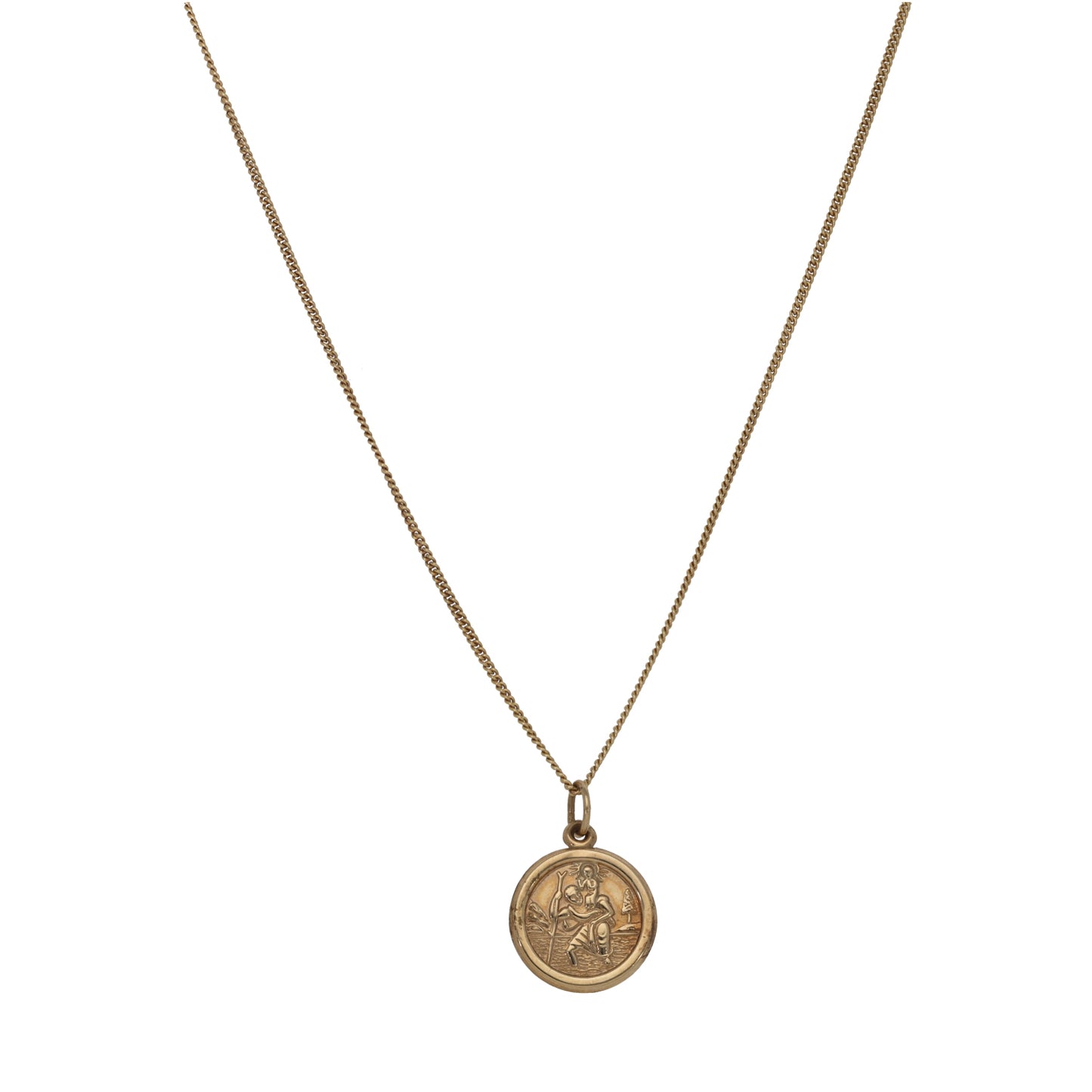 9ct Gold St Christopher Pendant With Chain