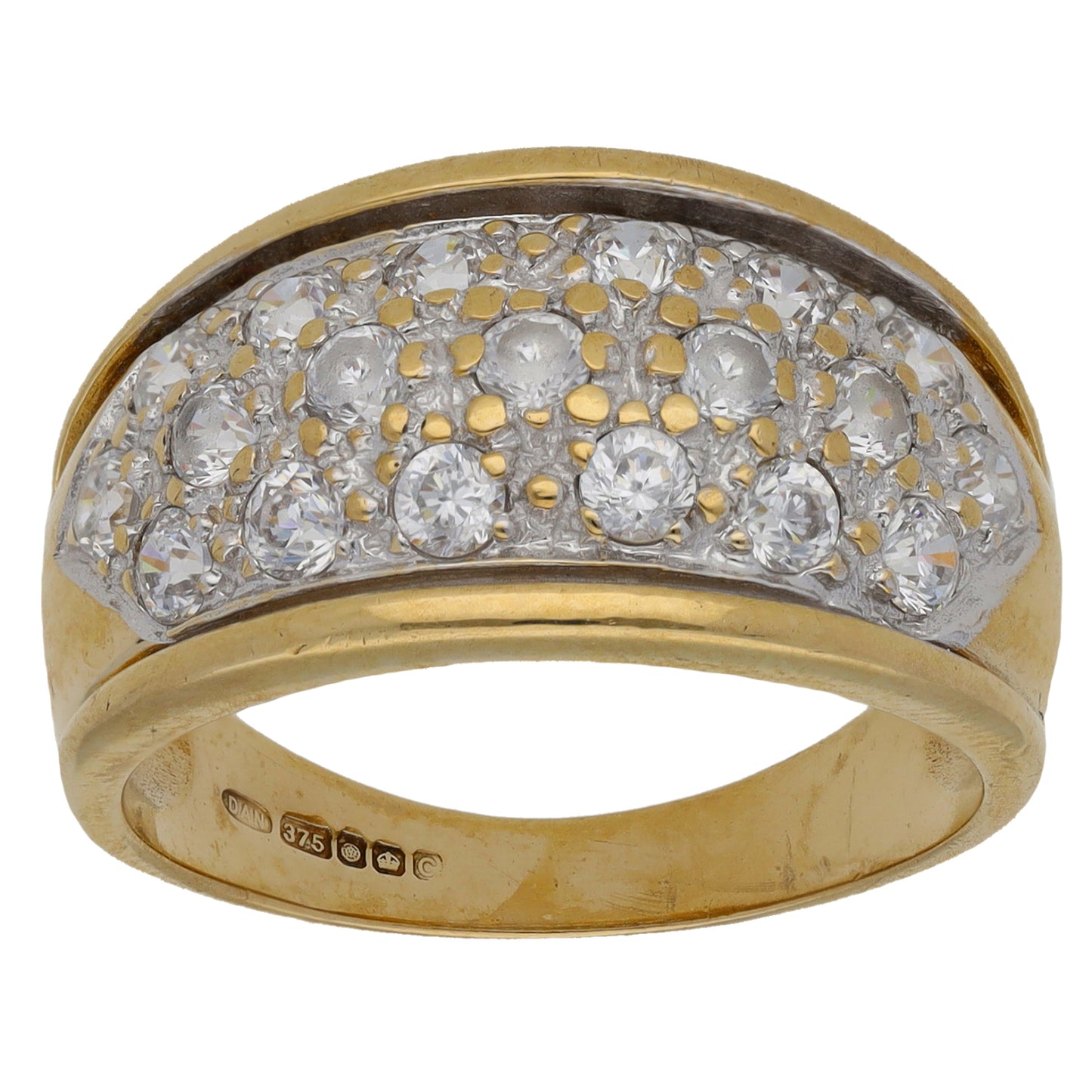 9ct Gold Cubic Zirconia Dress/Cocktail Ring Size Q