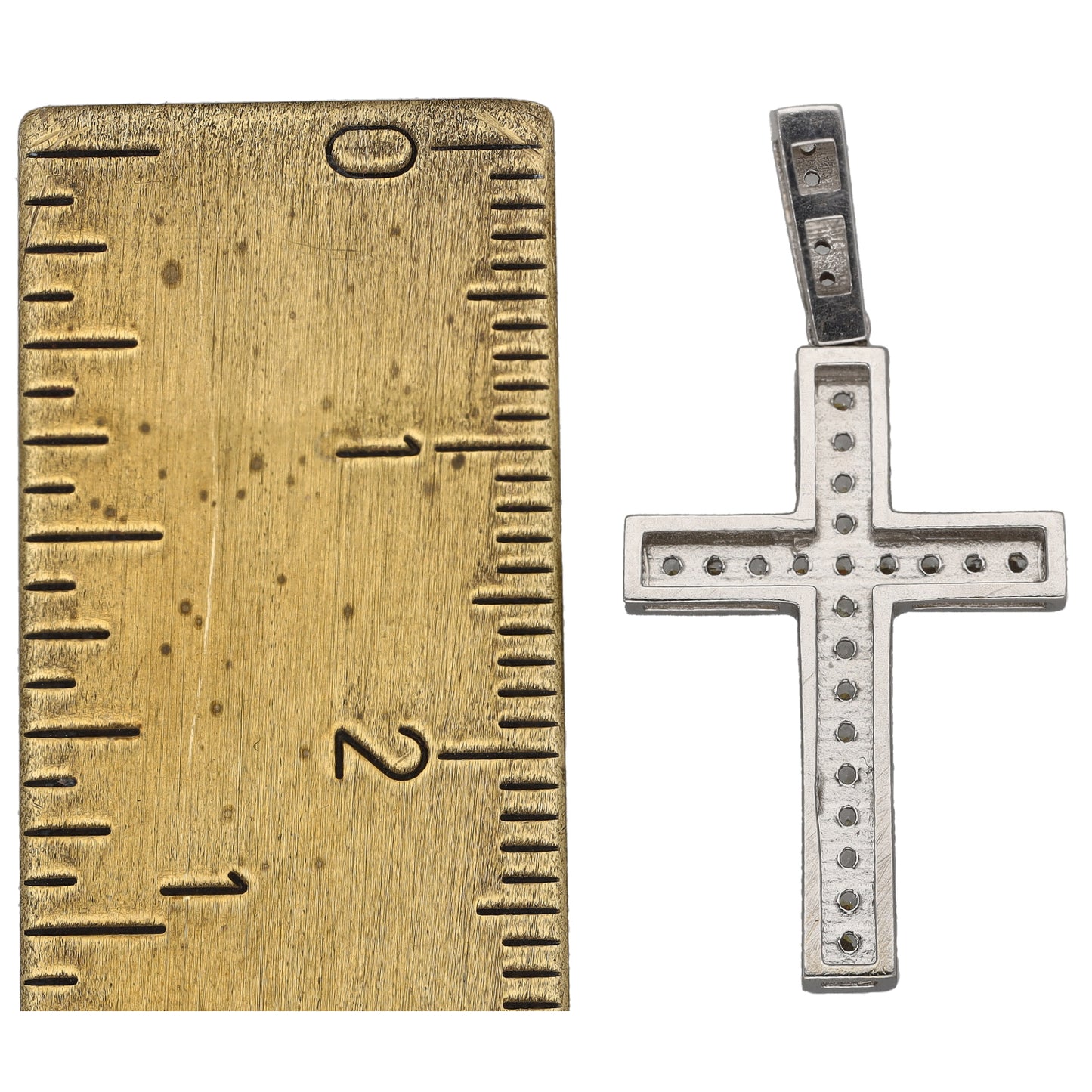 14ct White Gold Cubic Zirconia Cross Pendant