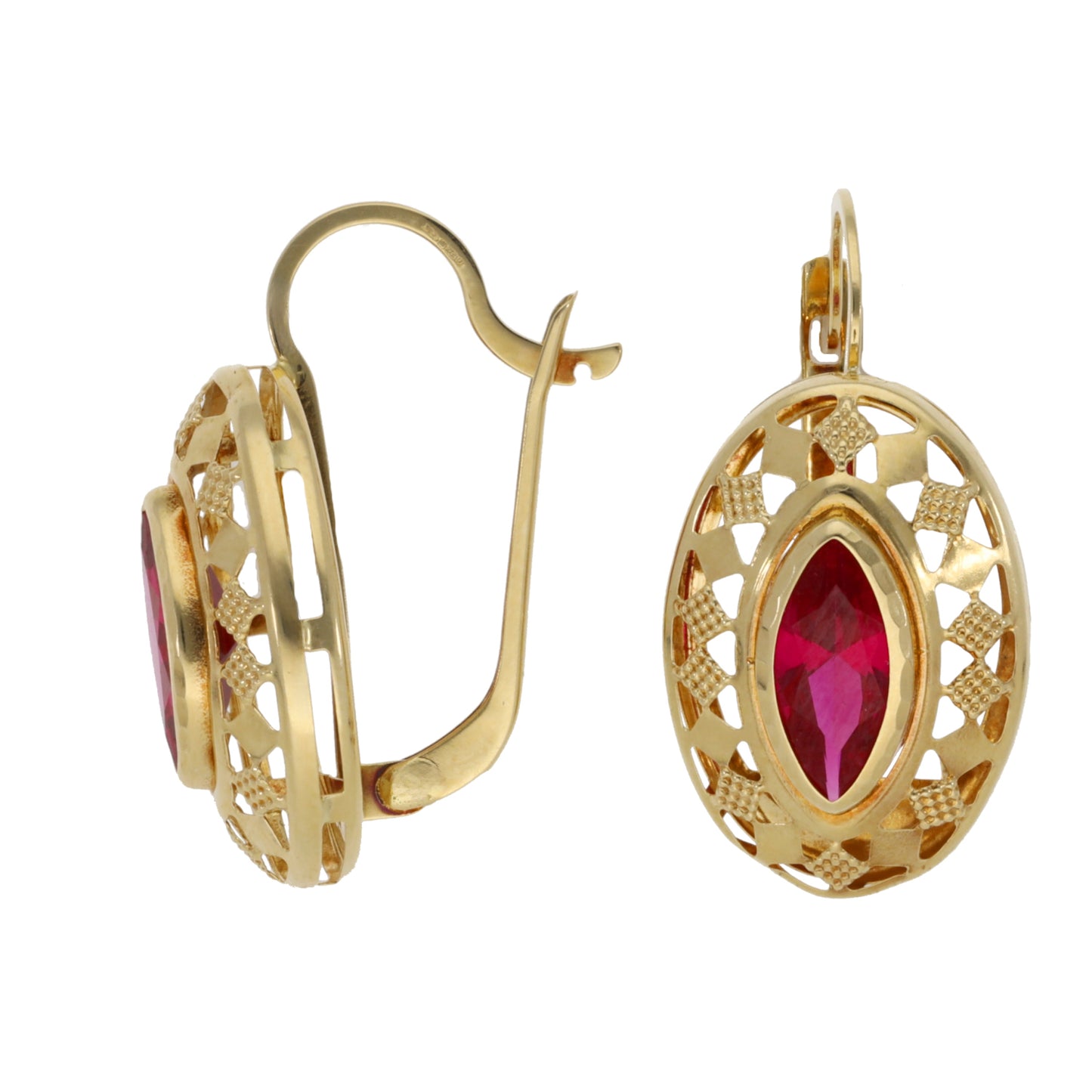 14ct Gold Man Made Ruby Dress/Cocktail Earrings