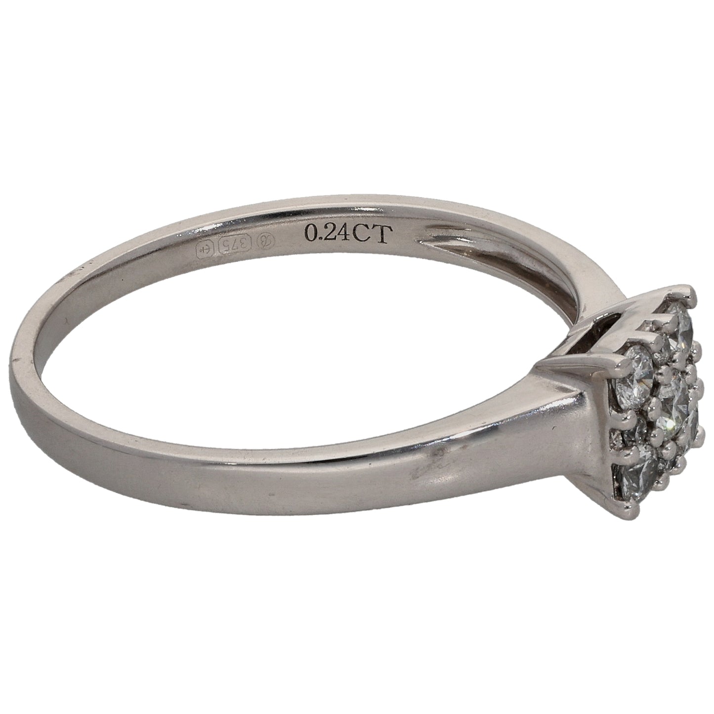 9ct White Gold 0.24ct Diamond Cluster Ring Size Q