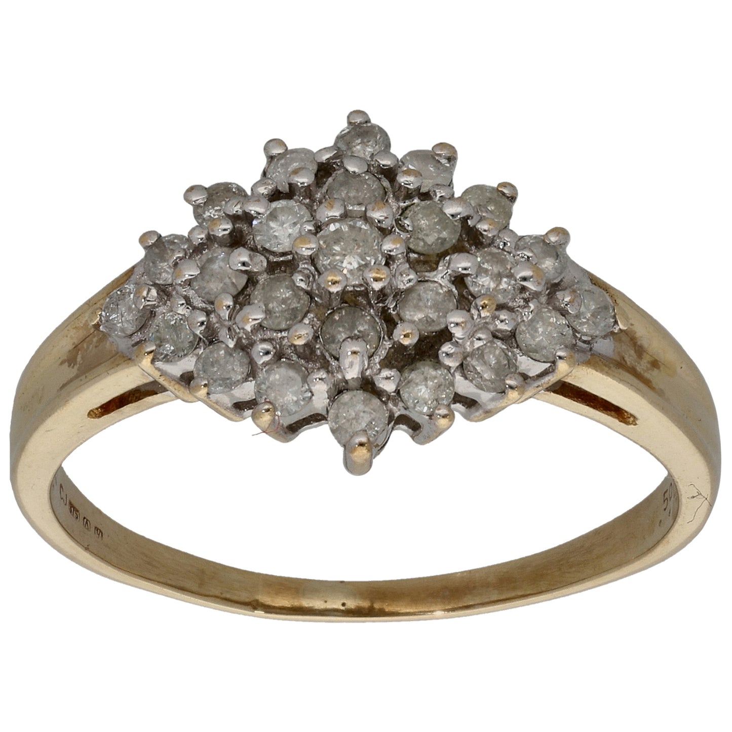 9ct Gold 0.50ct Diamond Cluster Ring Size R
