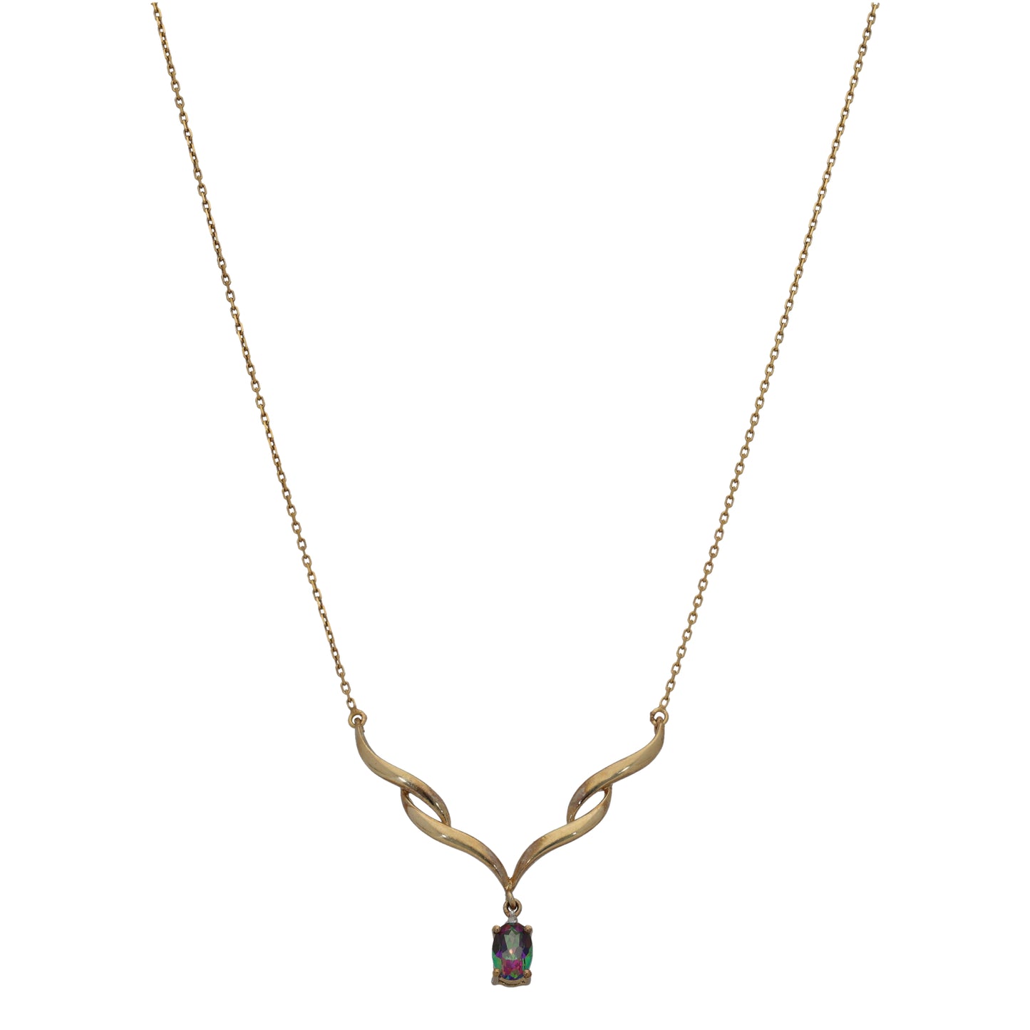 9ct Gold Coated Topaz Fancy Necklace 16"