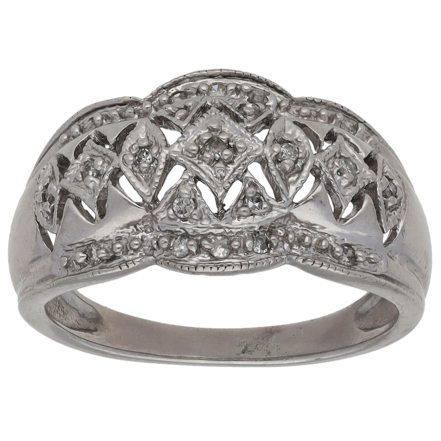 9ct White Gold 0.085ct Diamond Dress/Cocktail Ring Size M