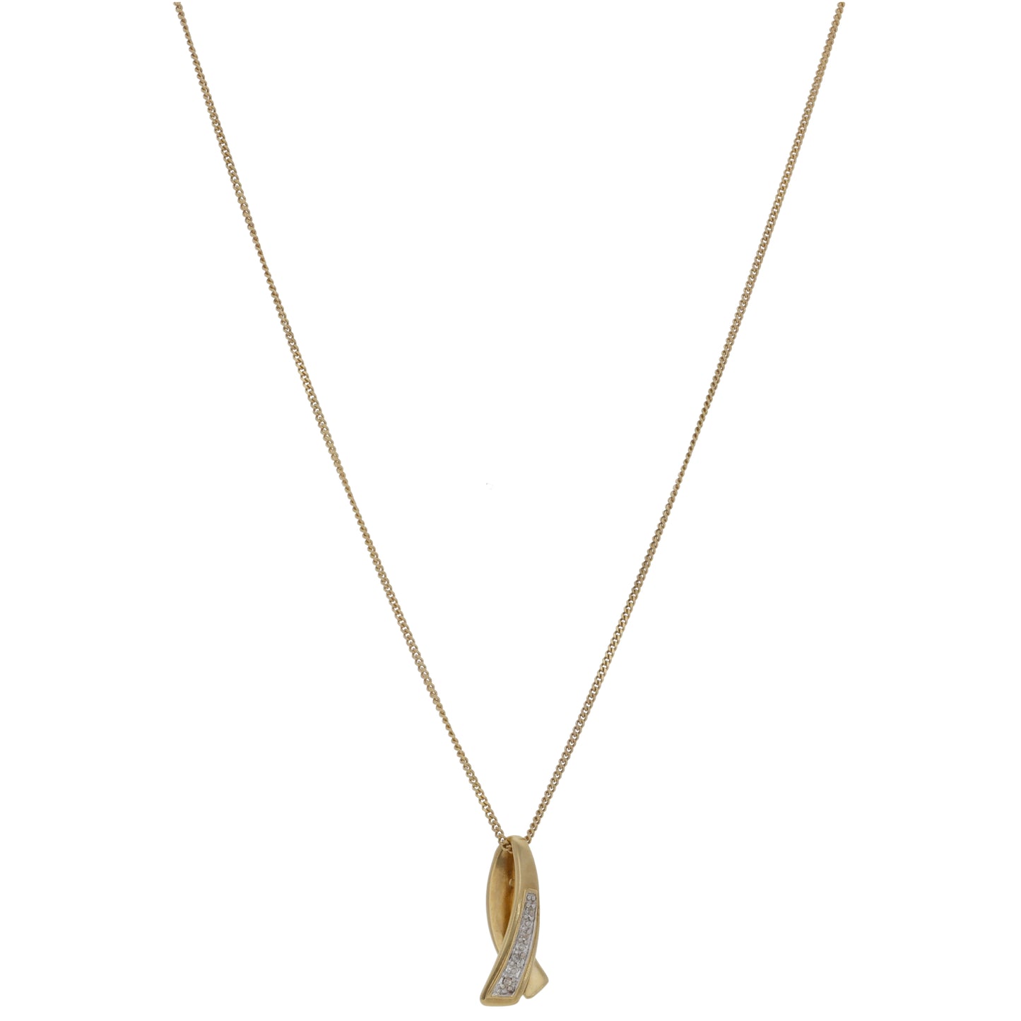 9ct Gold 0.02ct Diamond Dress/Cocktail Pendant With Chain
