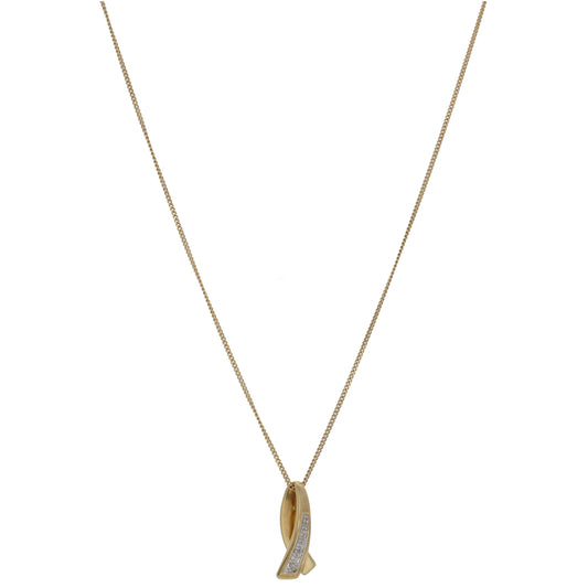 9ct Gold 0.02ct Diamond Dress/Cocktail Pendant With Chain