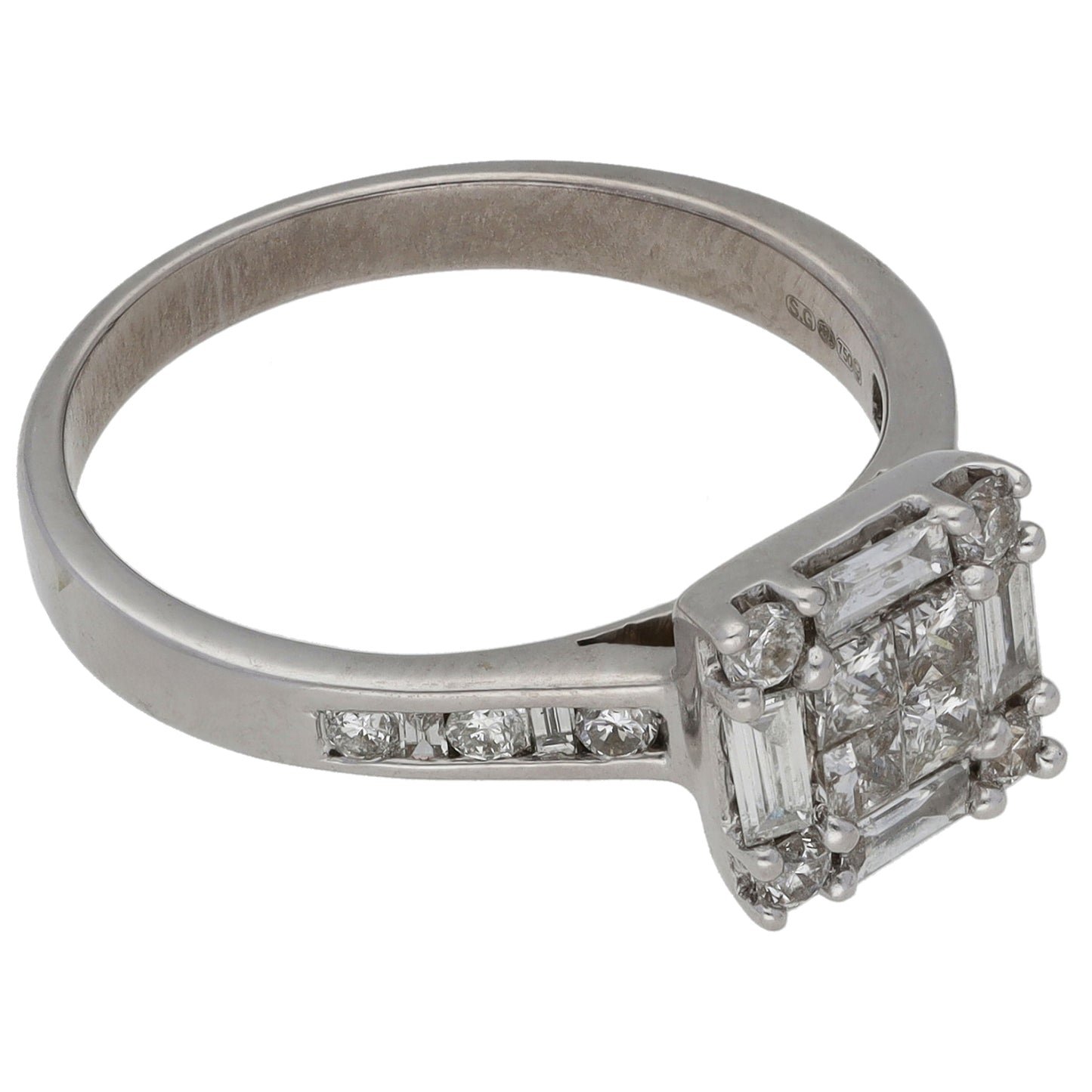 18ct White Gold 0.75ct Diamond Dress/Cocktail Ring Size N