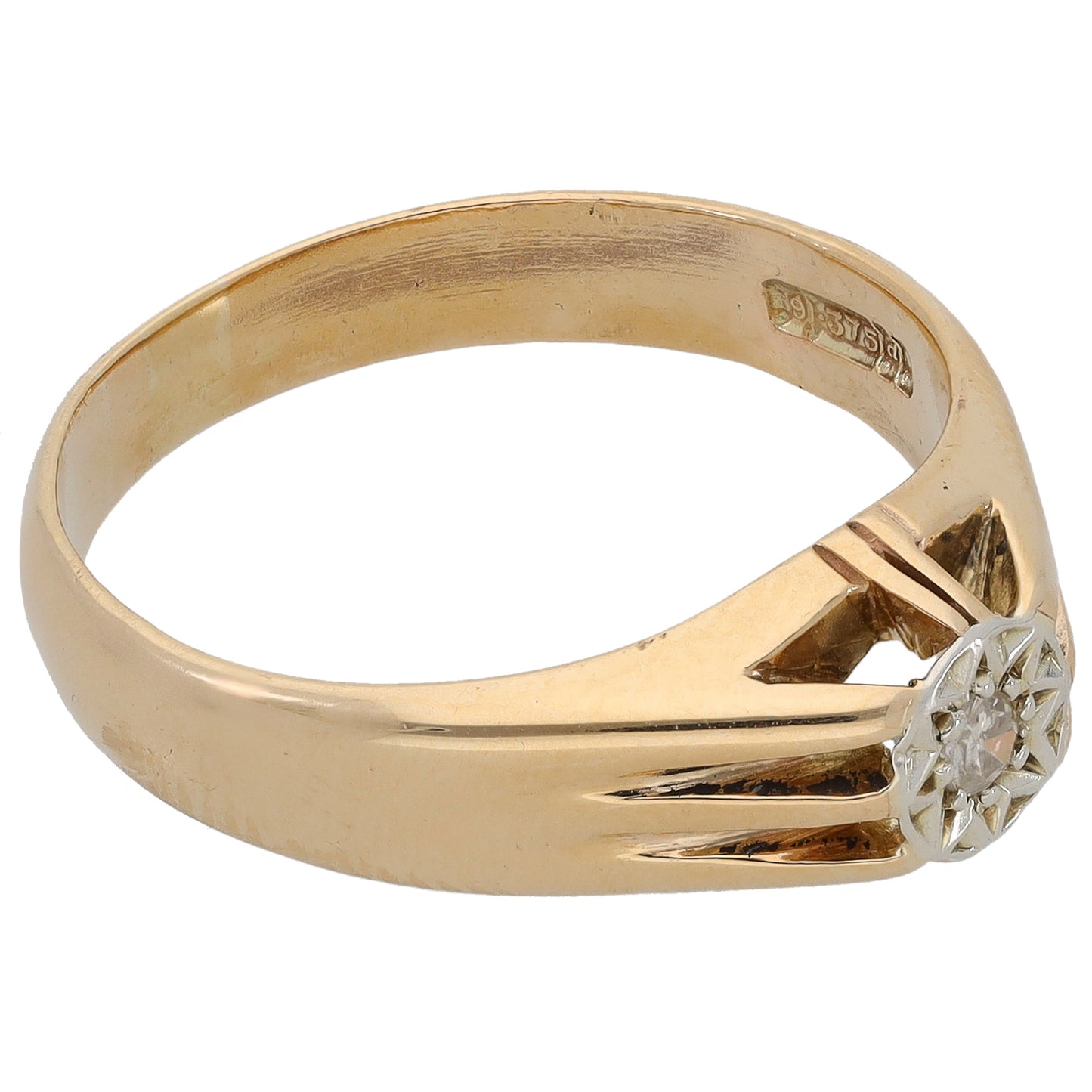 9ct Gold 0.05ct Diamond Solitaire Ring Size R 1/2