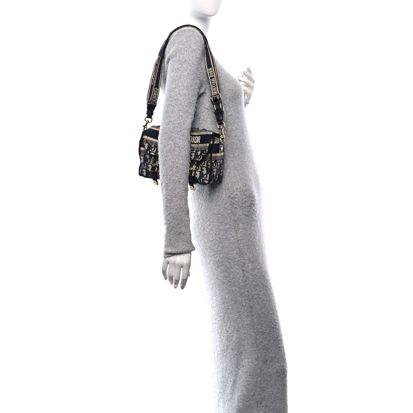 Christian Dior Oblique Medium Diorcamp Messenger Canvas Bag - Blue