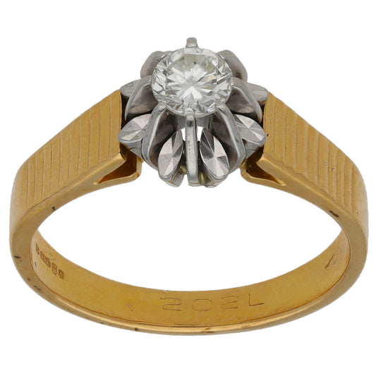 18ct Gold 0.32ct Diamond Solitaire Ring Size P