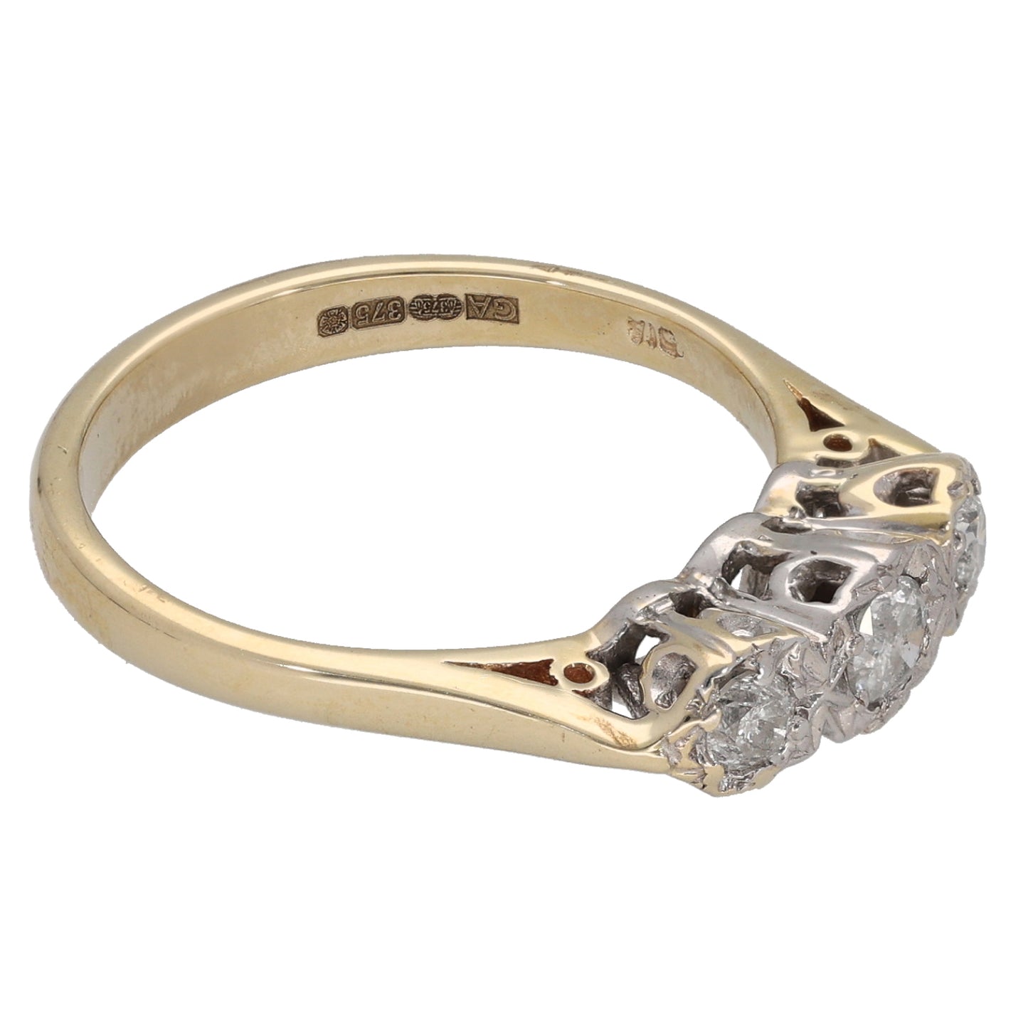 9ct Gold 0.25ct Diamond Trilogy Ring Size N