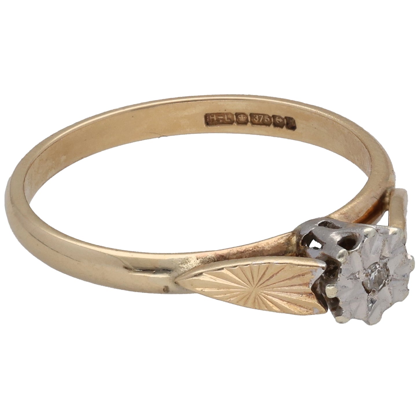 9ct Gold 0.01ct Diamond Solitaire Ring Size L