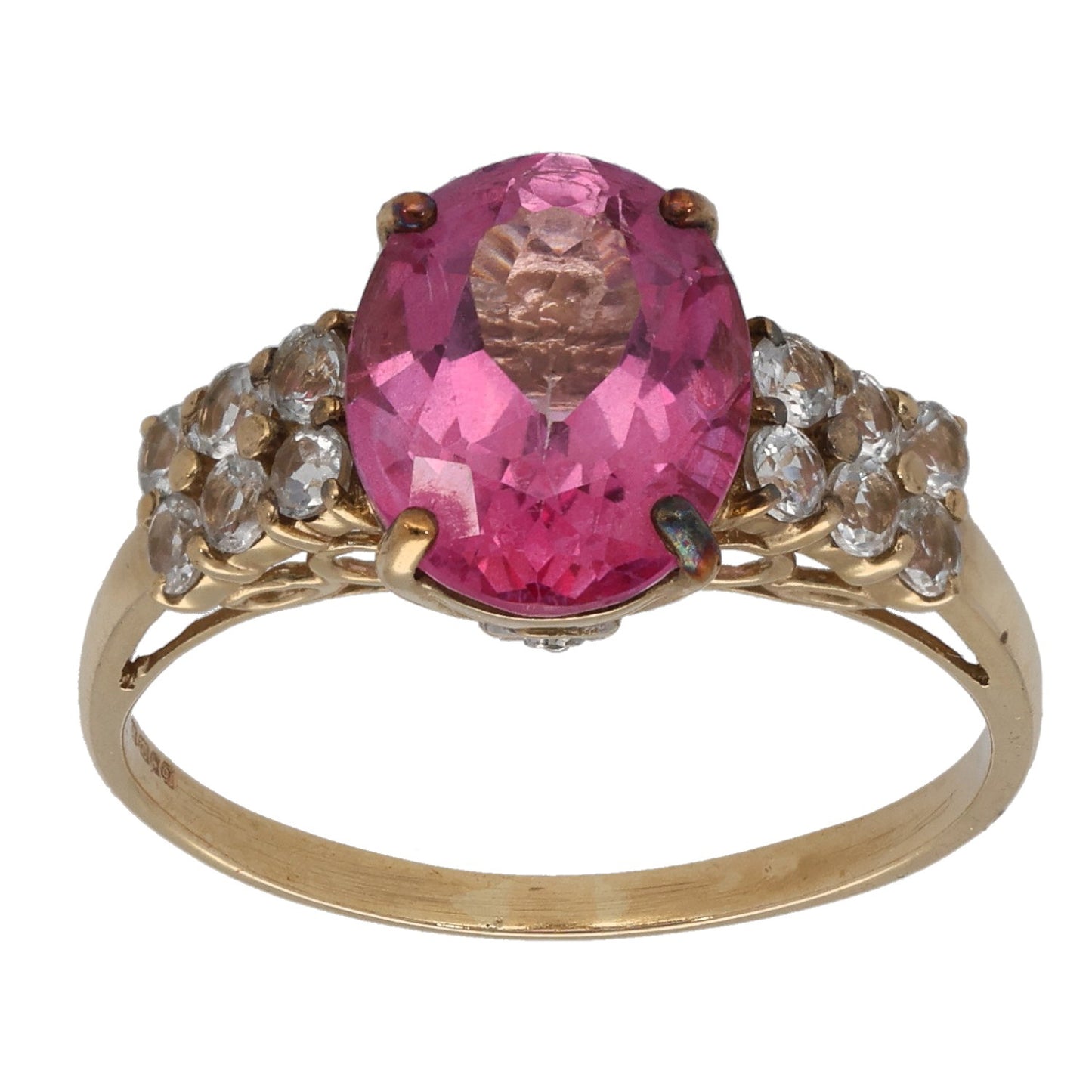 9ct Gold Coated Topaz, White Topaz & 0.01ct Diamond Dress/Cocktail Ring Size P