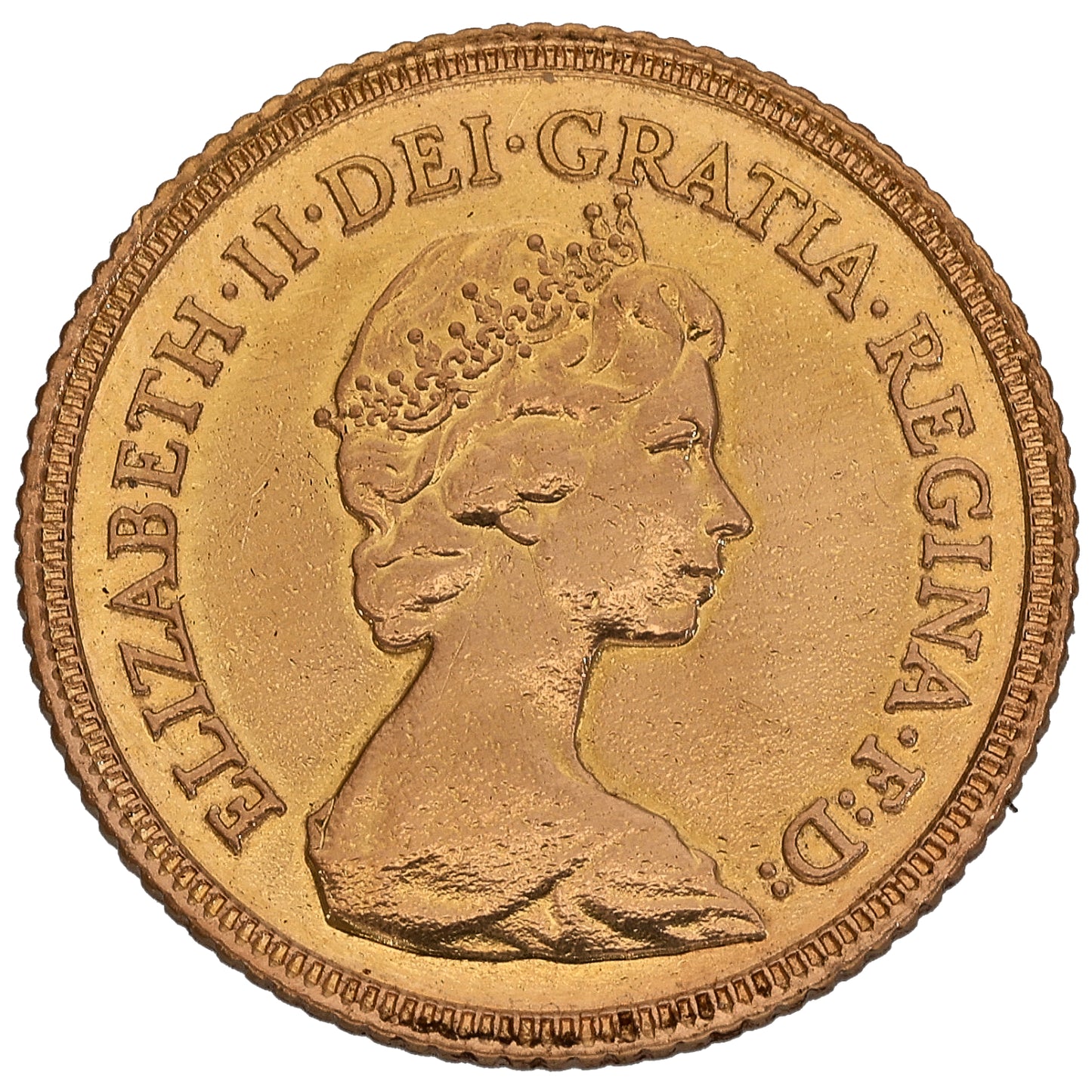 22ct Gold Queen Elizabeth II Half Sovereign Coin 1982