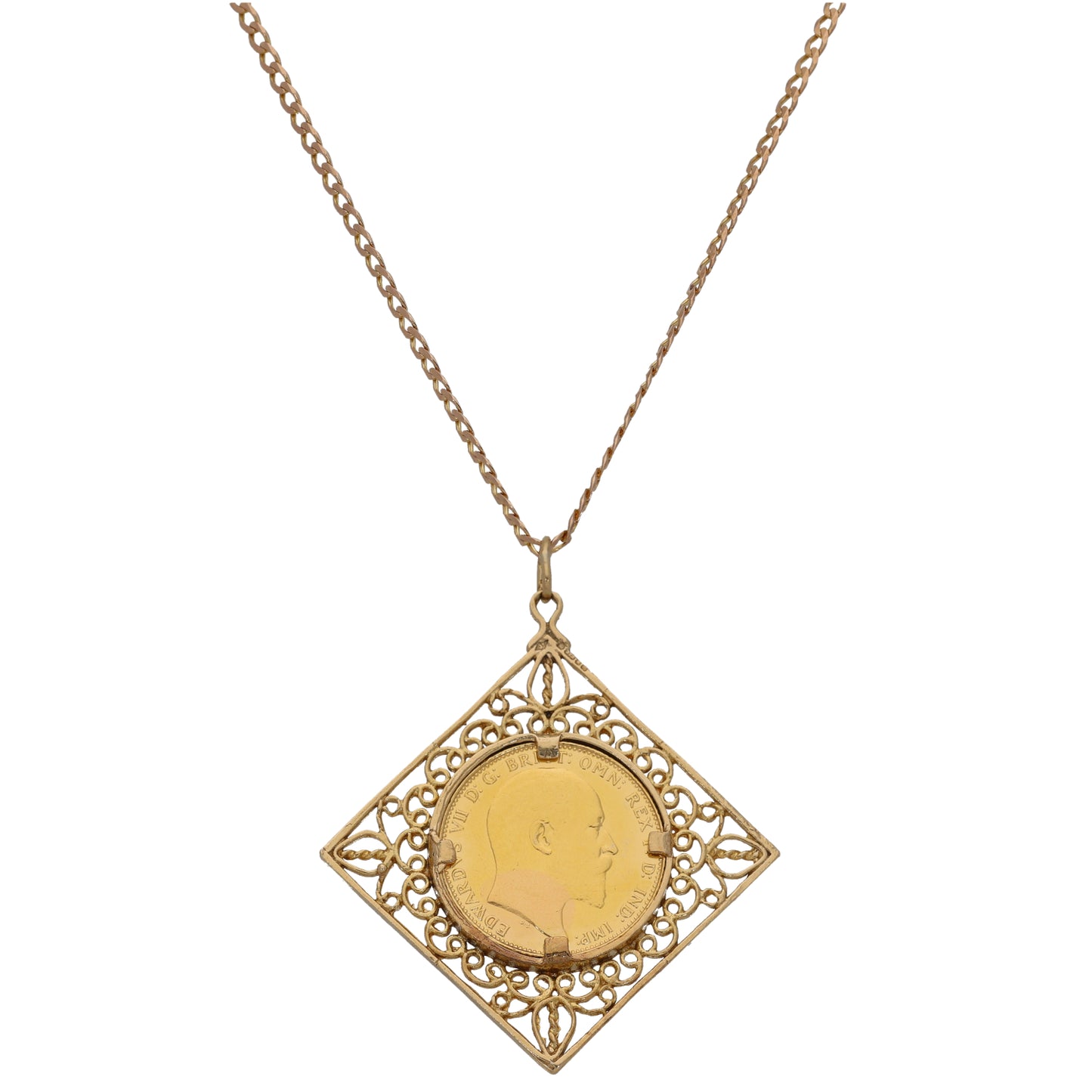 9ct Gold Full Sovereign Coin Pendant With Chain
