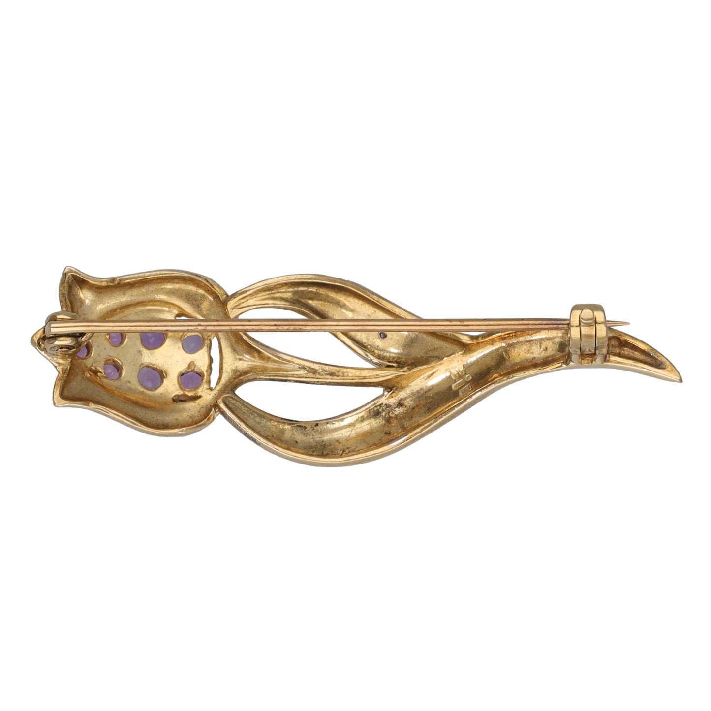 9ct Gold Amethyst & Cubic Zirconia Dress Brooch