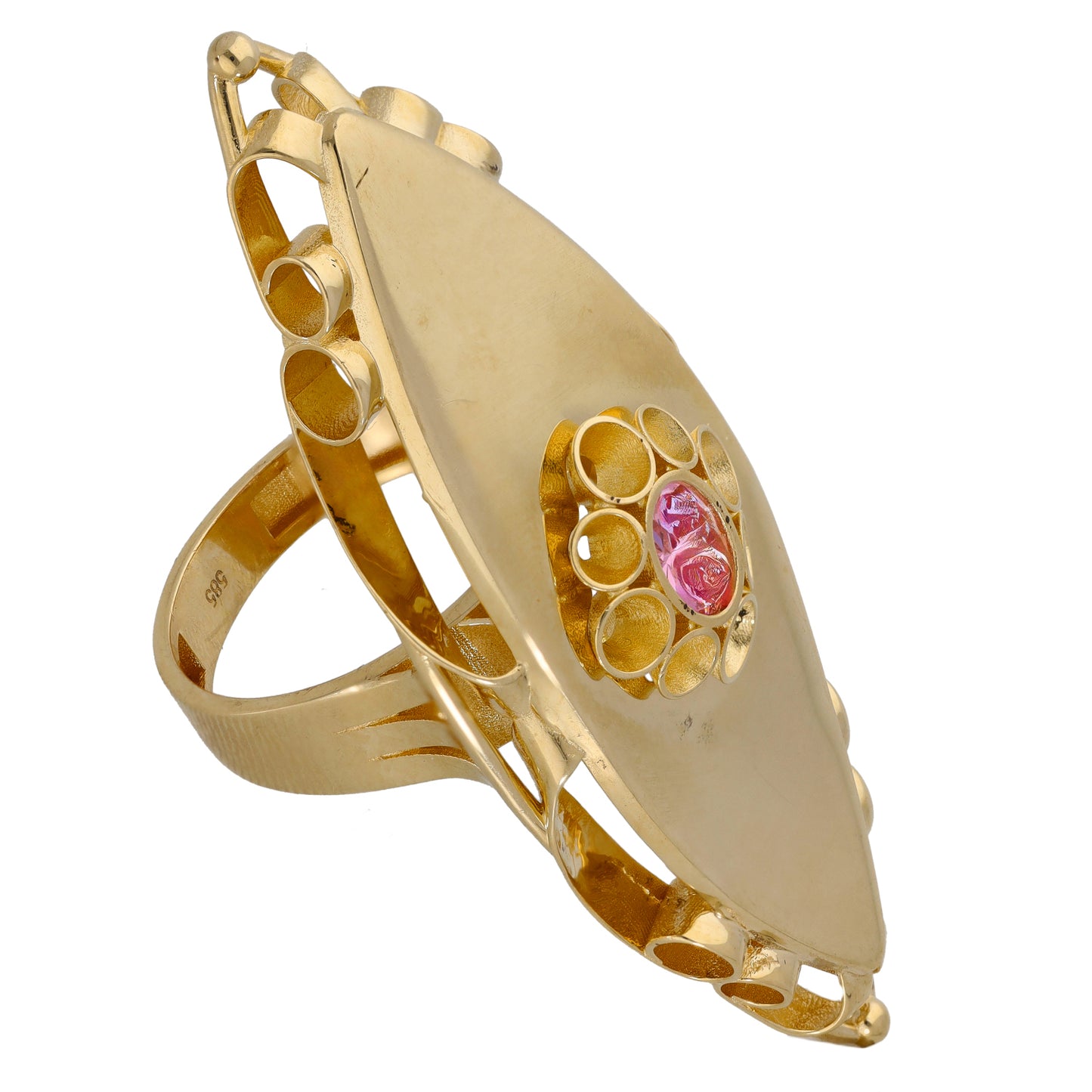 14ct Gold Cubic Zirconia Dress/Cocktail Ring Size S