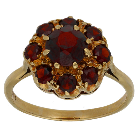 9ct Gold Garnet Dress/Cocktail Ring Size T 1/2