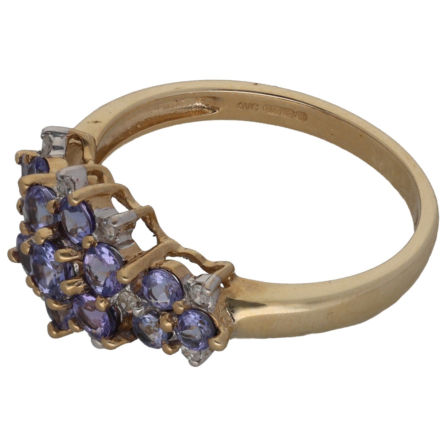 9ct Gold Tanzanite & 0.10ct Diamond Dress/Cocktail Ring Size L