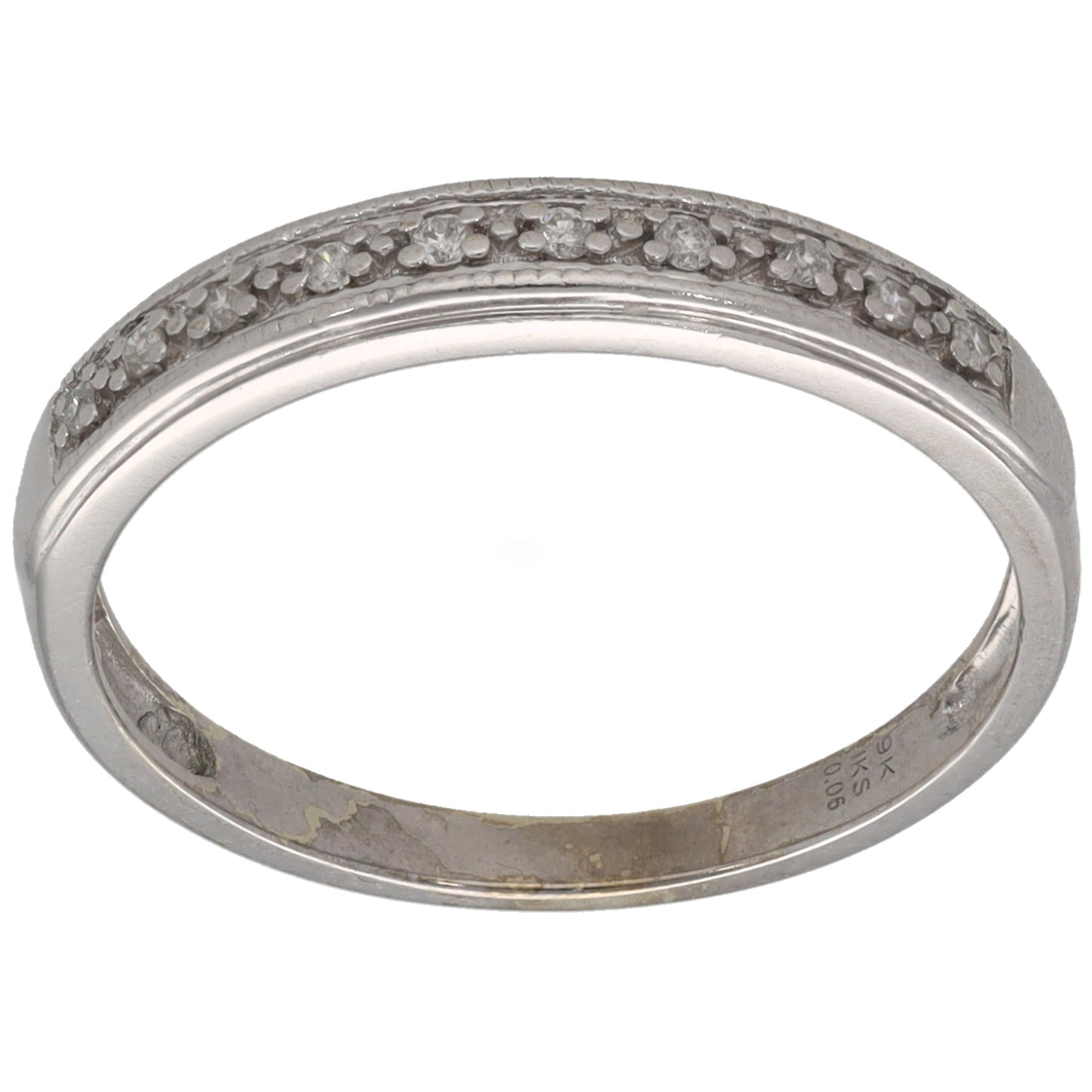 9ct White Gold 0.06ct Diamond Half Eternity Ring Size N