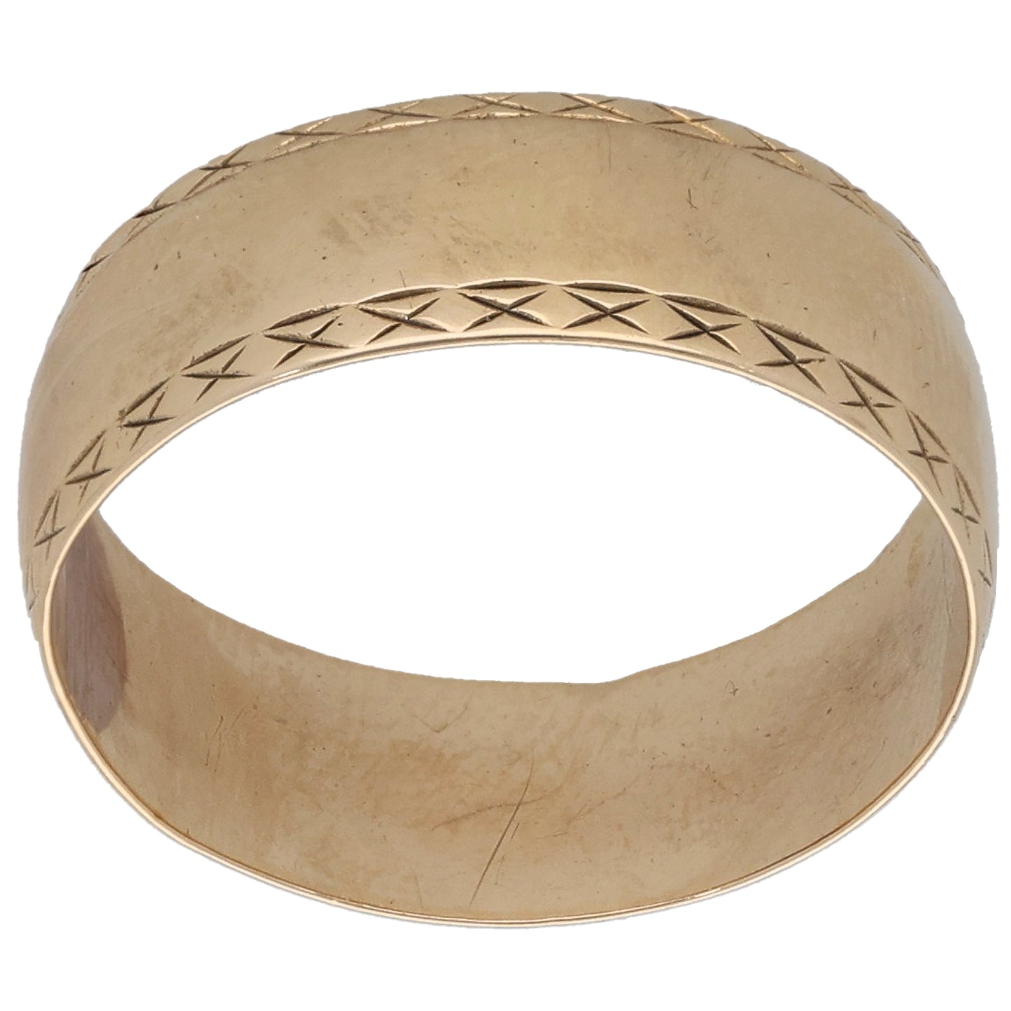 9ct Gold Patterned Wedding Ring Size W