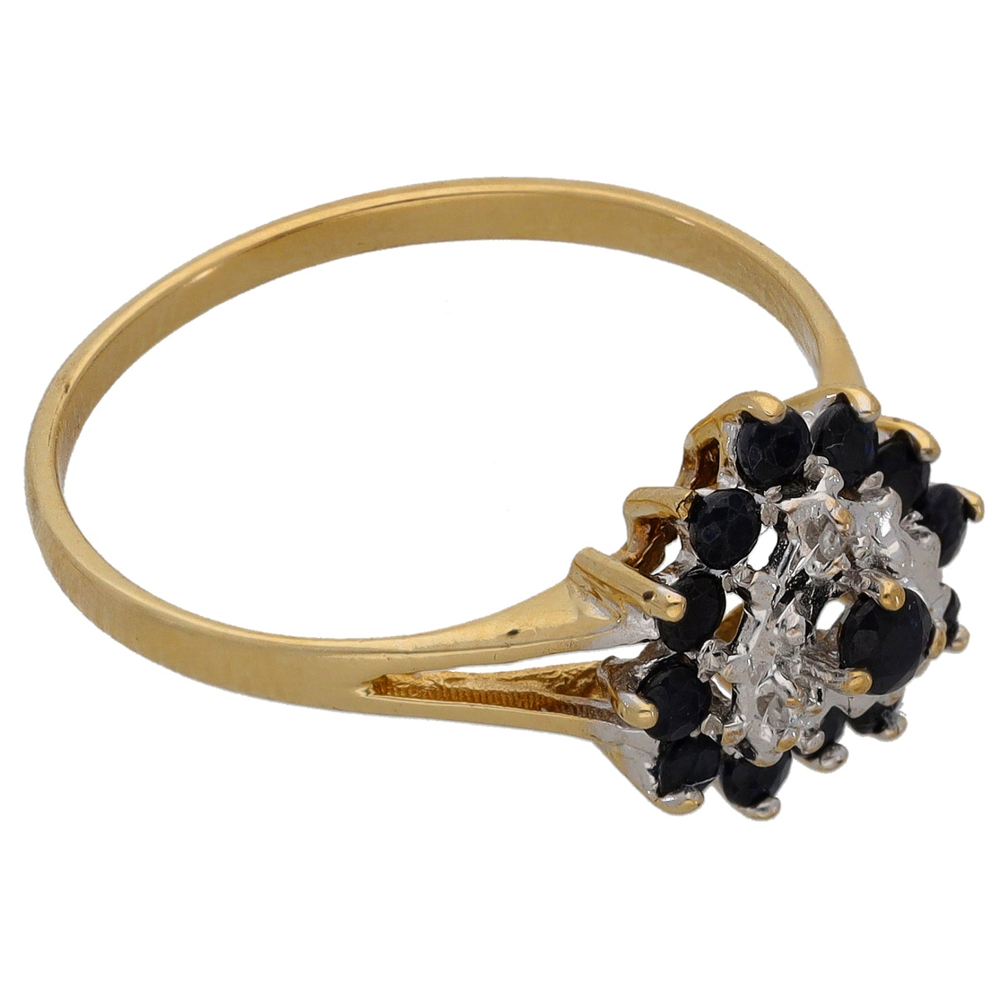 9ct Gold Sapphire & 0.015ct Diamond Dress/Cocktail Ring Size P