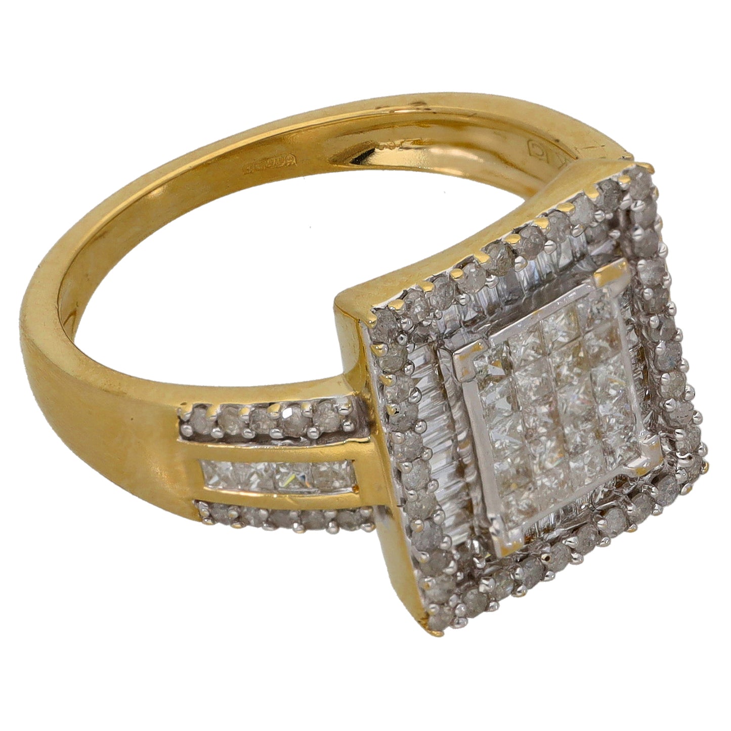 9ct Gold 1.54ct Diamond Cluster Ring Size P