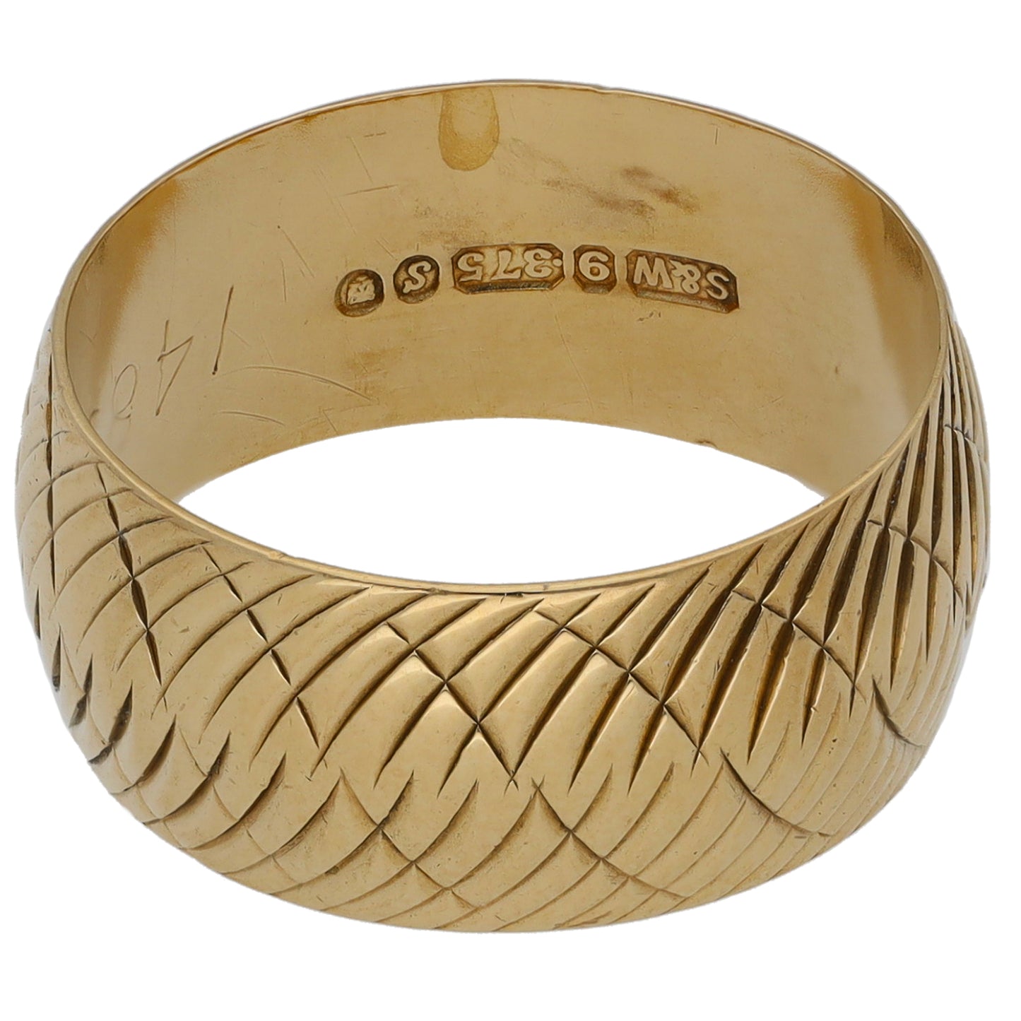 9ct Gold Patterned Wedding Ring Size O