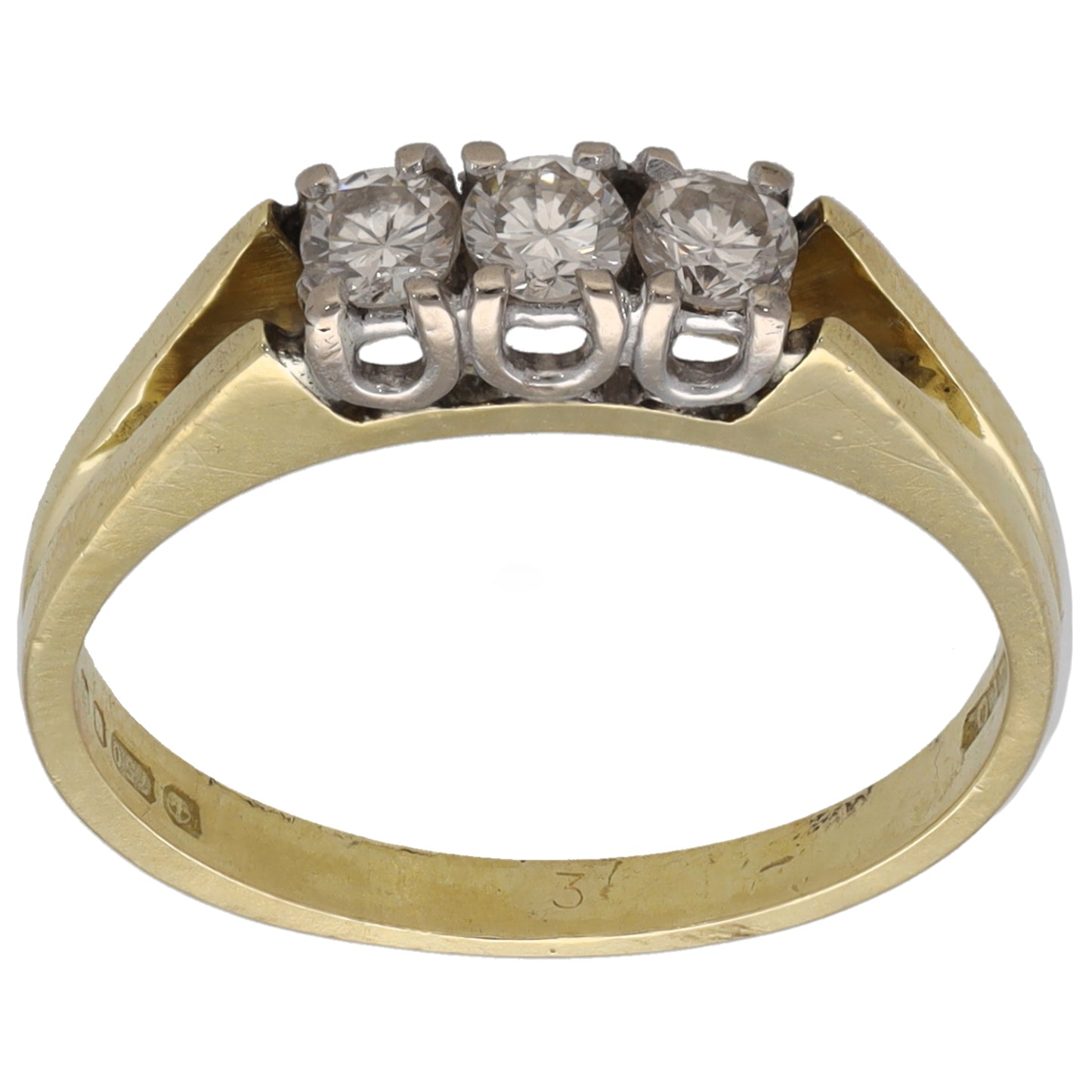 18ct Gold 0.30ct Diamond Trilogy Ring Size M