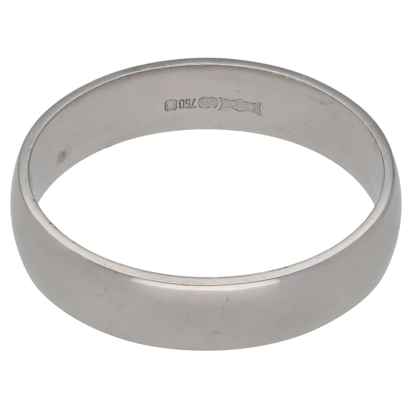 18ct White Gold Plain Wedding Ring Size V