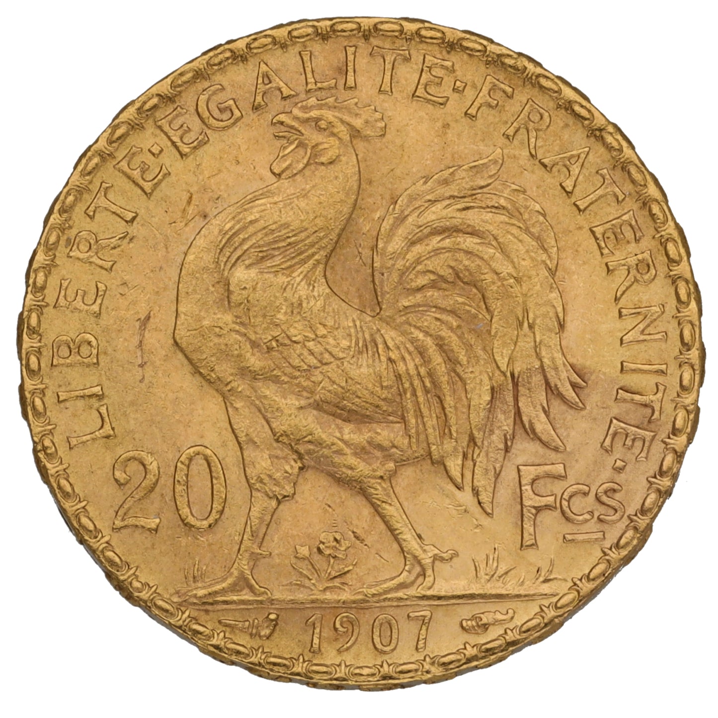 22ct Gold French 20 Francs Coin 1907